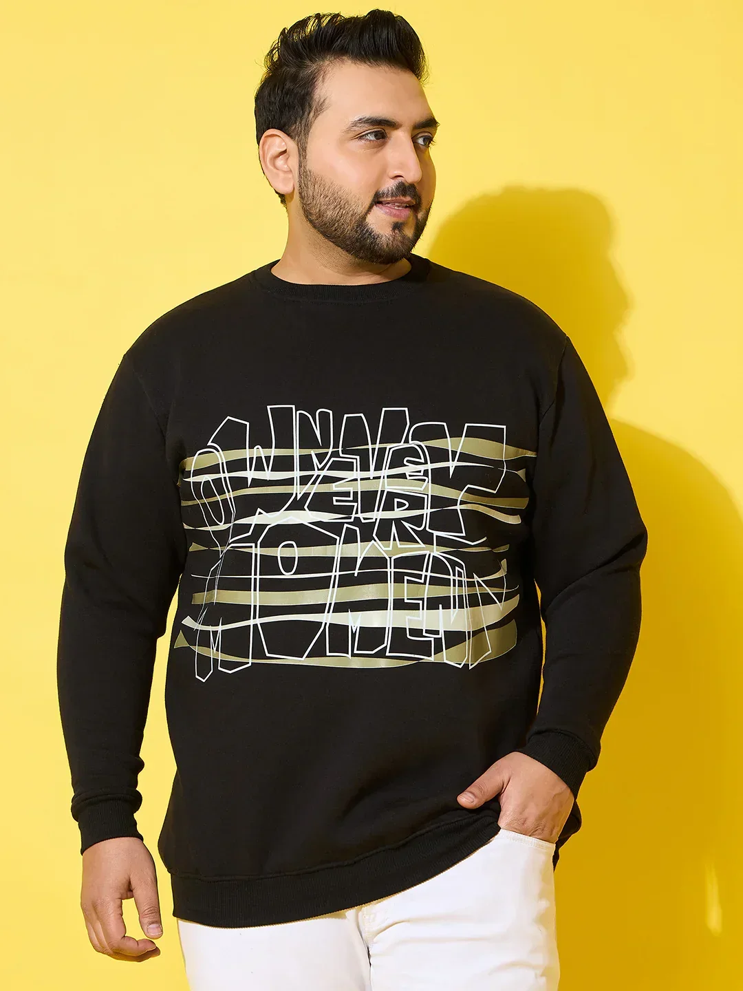 Men Plus Size Reign Black Printed Sweatshirt - Image 2