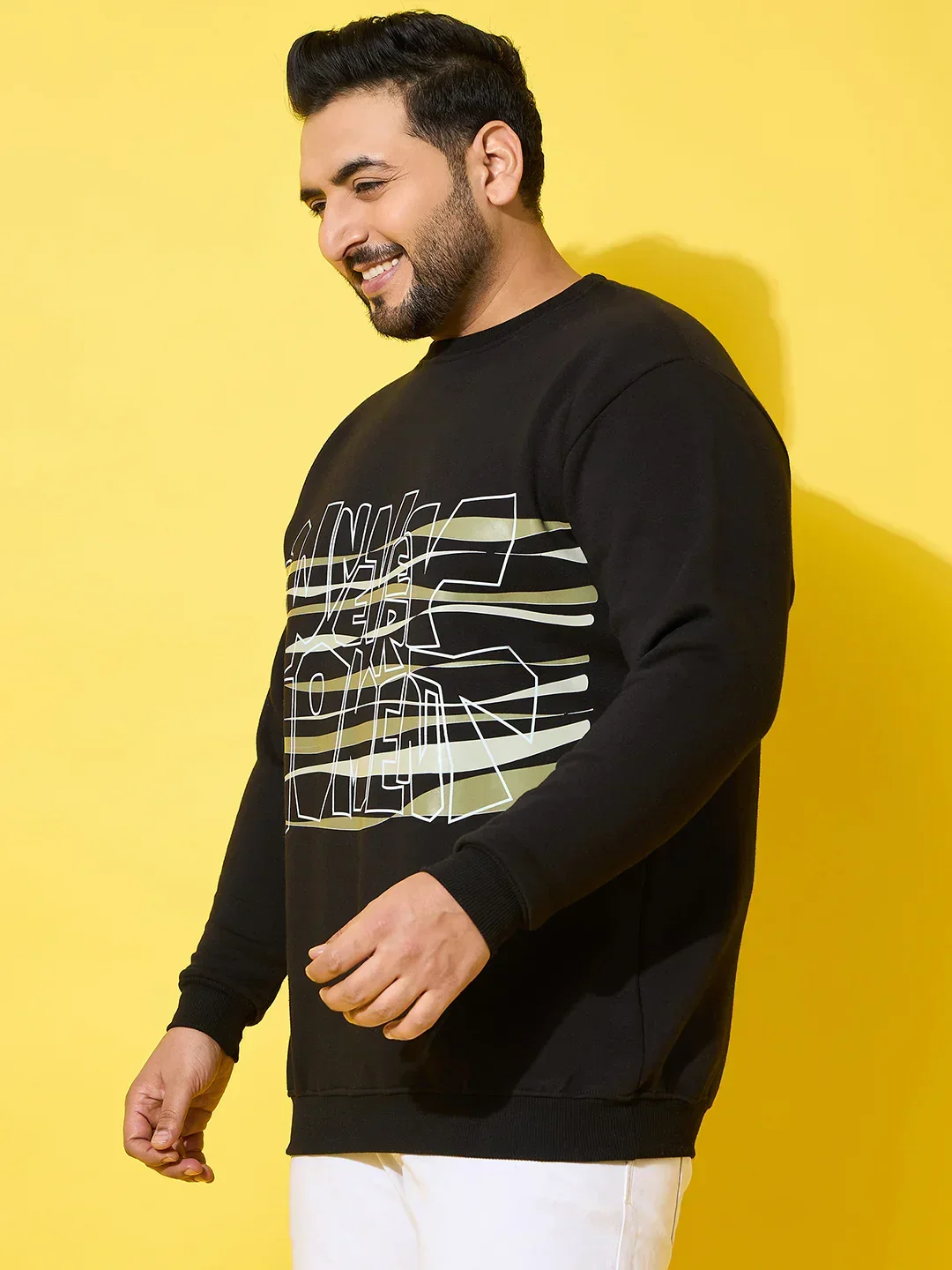 Men Plus Size Reign Black Printed Sweatshirt - Image 3