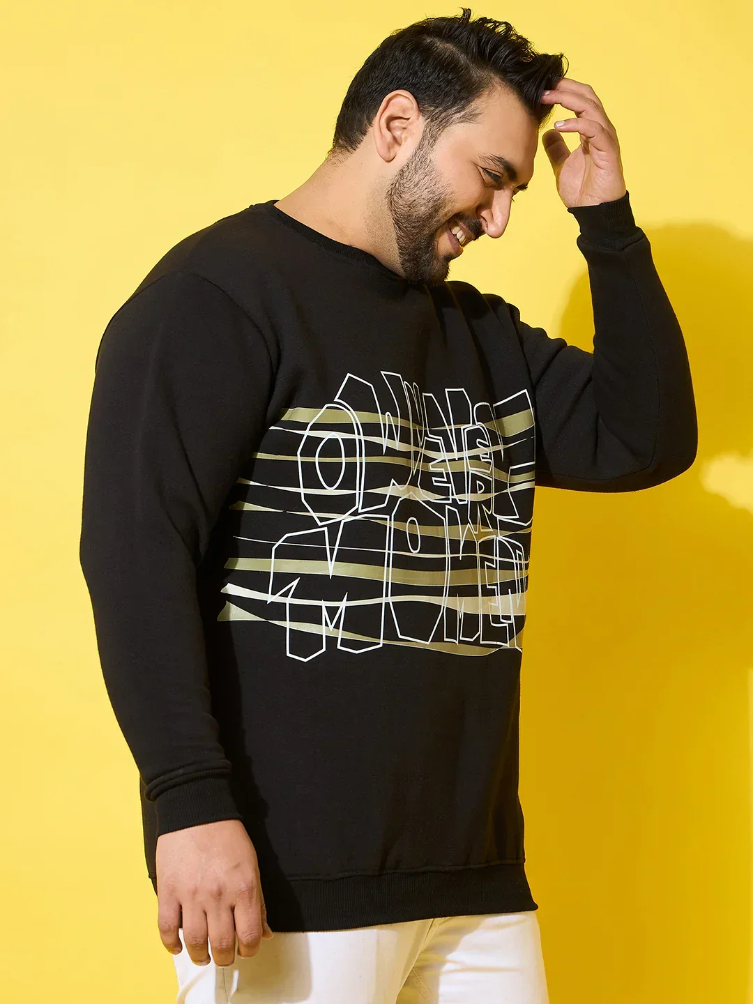 Men Plus Size Reign Black Printed Sweatshirt - Image 4