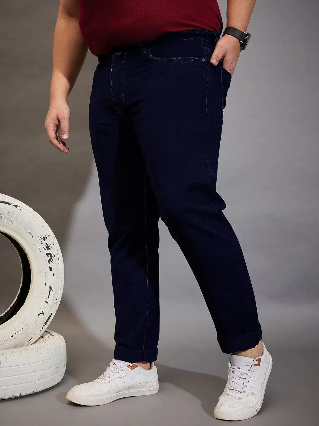 Men Plus Size Reky Solid Jeans - Image 3