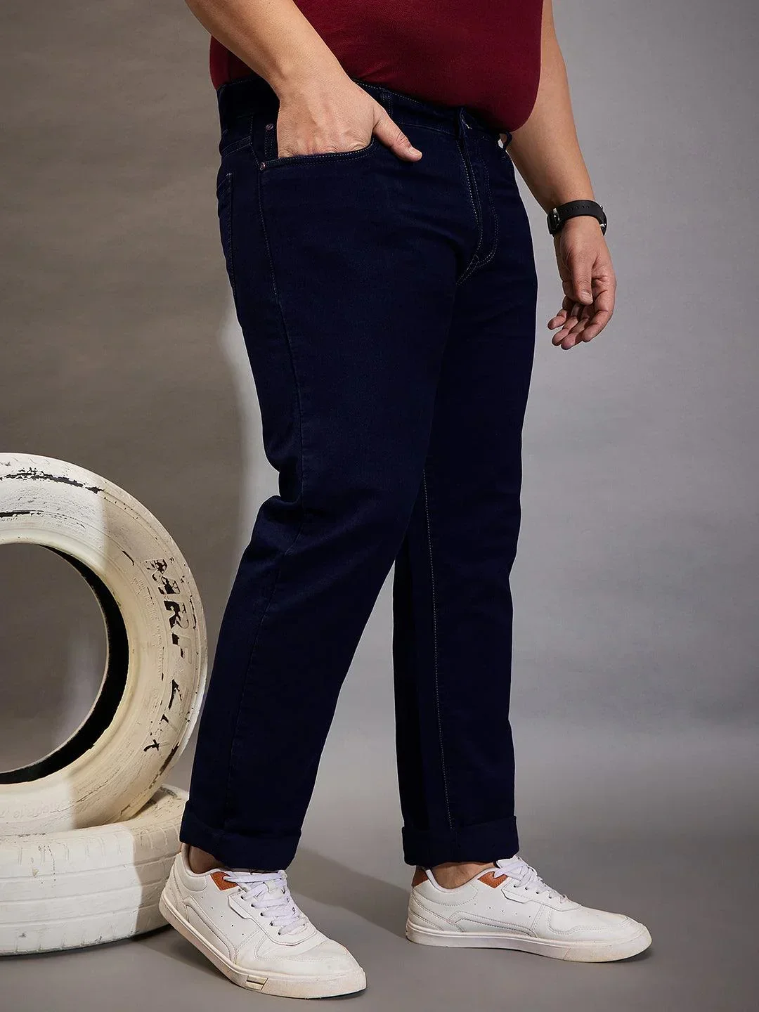 Men Plus Size Reky Solid Jeans - Image 4