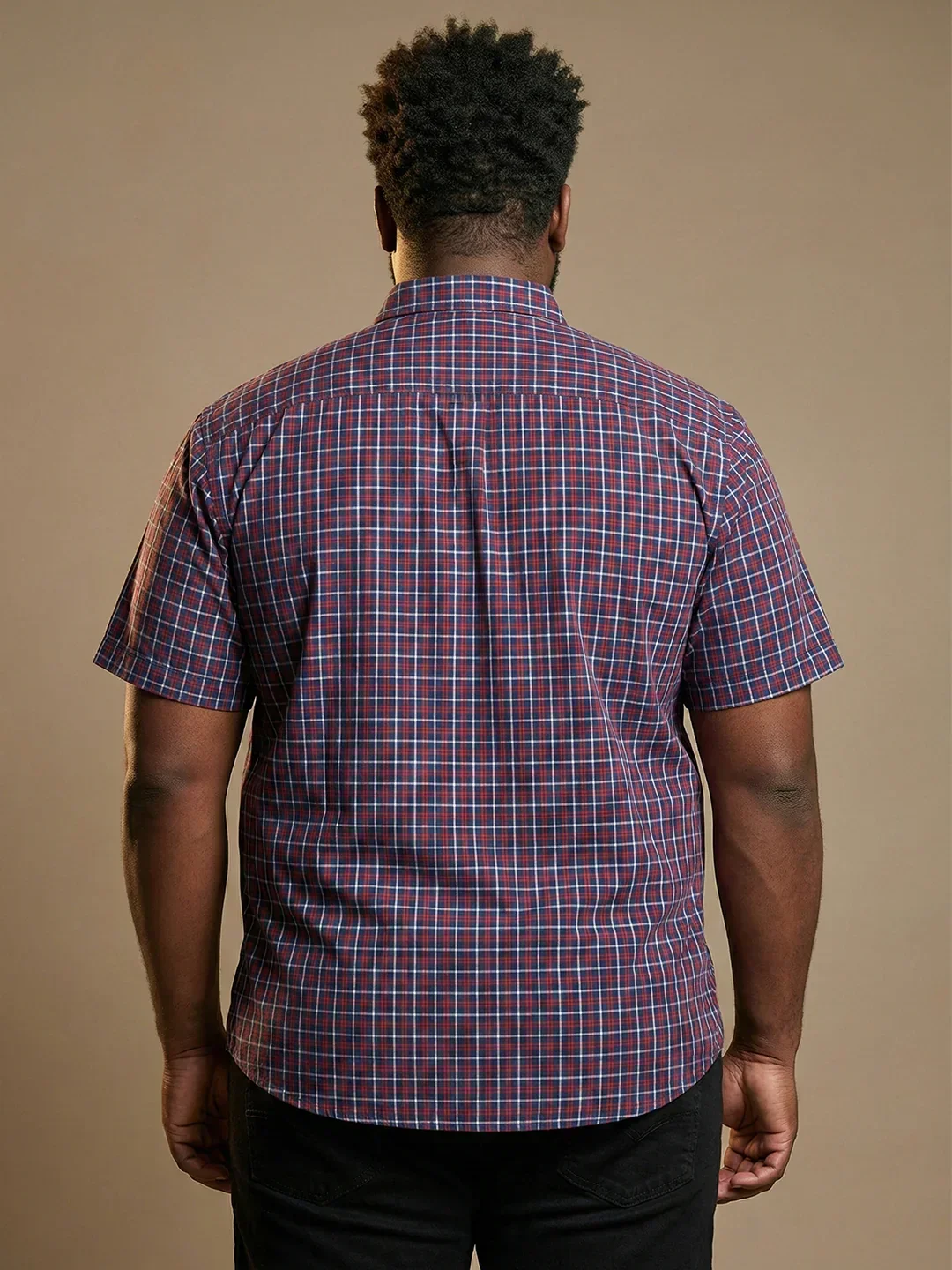 Men Plus Size Relativity Multicolor Checkered Casual Shirt - Image 6