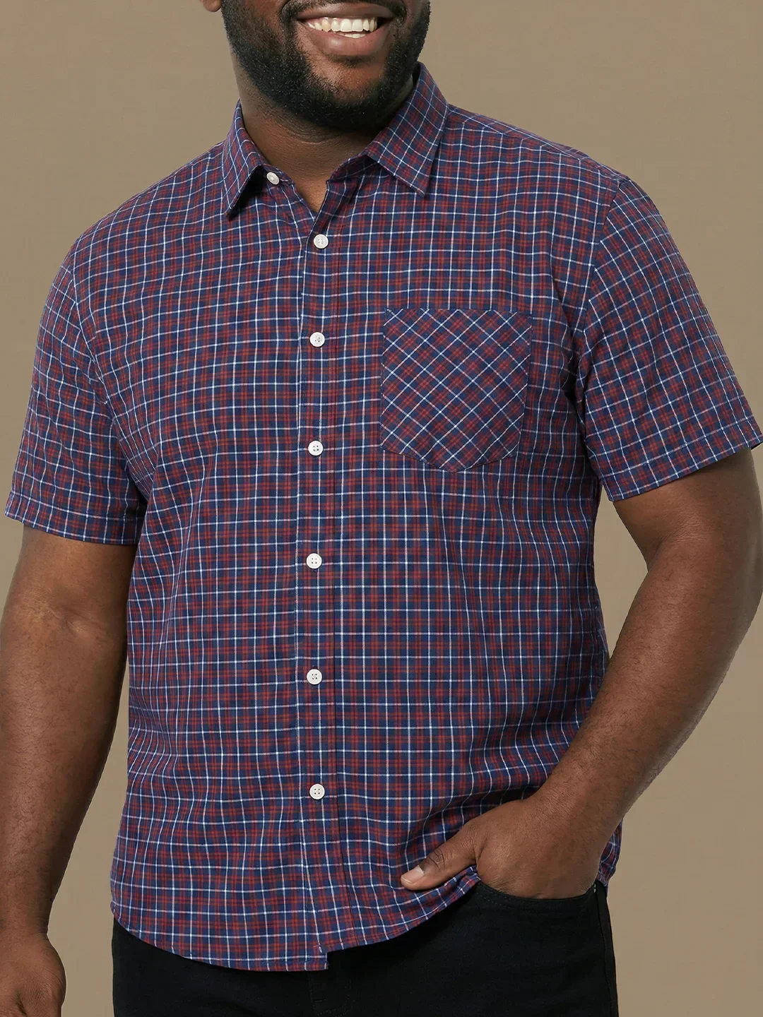 Men Plus Size Relativity Multicolor Checkered Casual Shirt - Image 7
