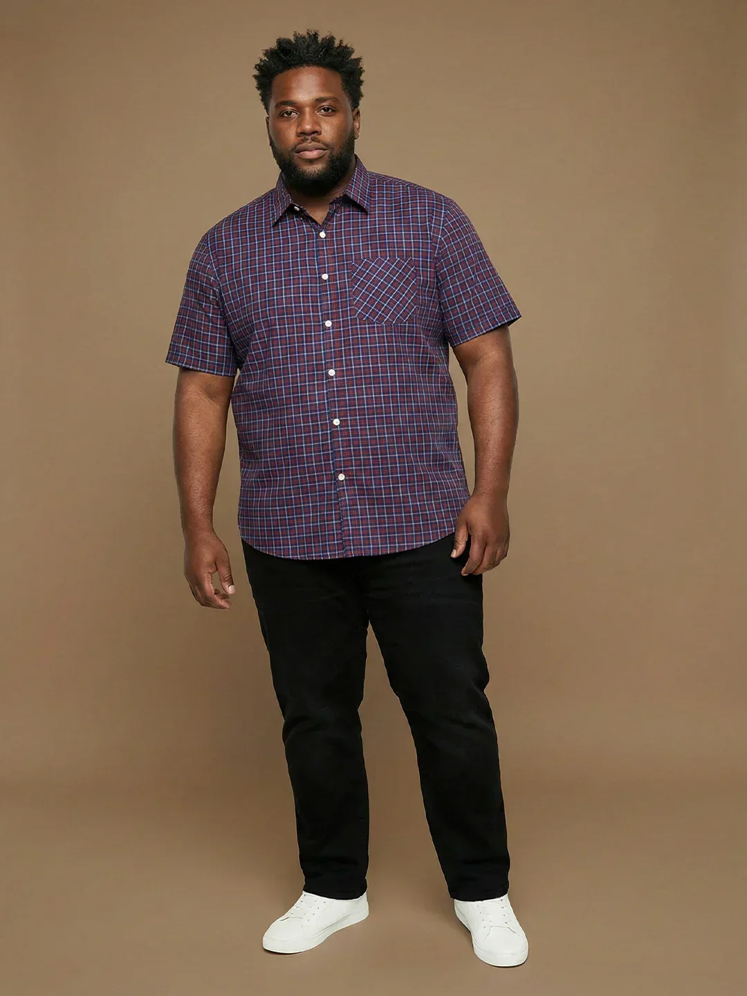 Men Plus Size Relativity Multicolor Checkered Casual Shirt - Image 8