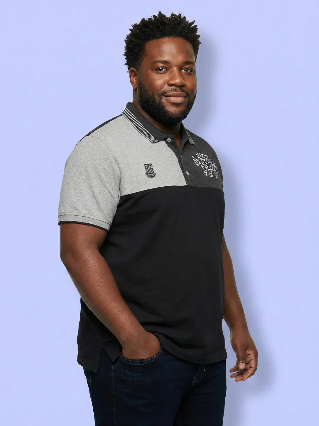 Men Plus Size Relent Colorblock Polo Tshirt - Image 3