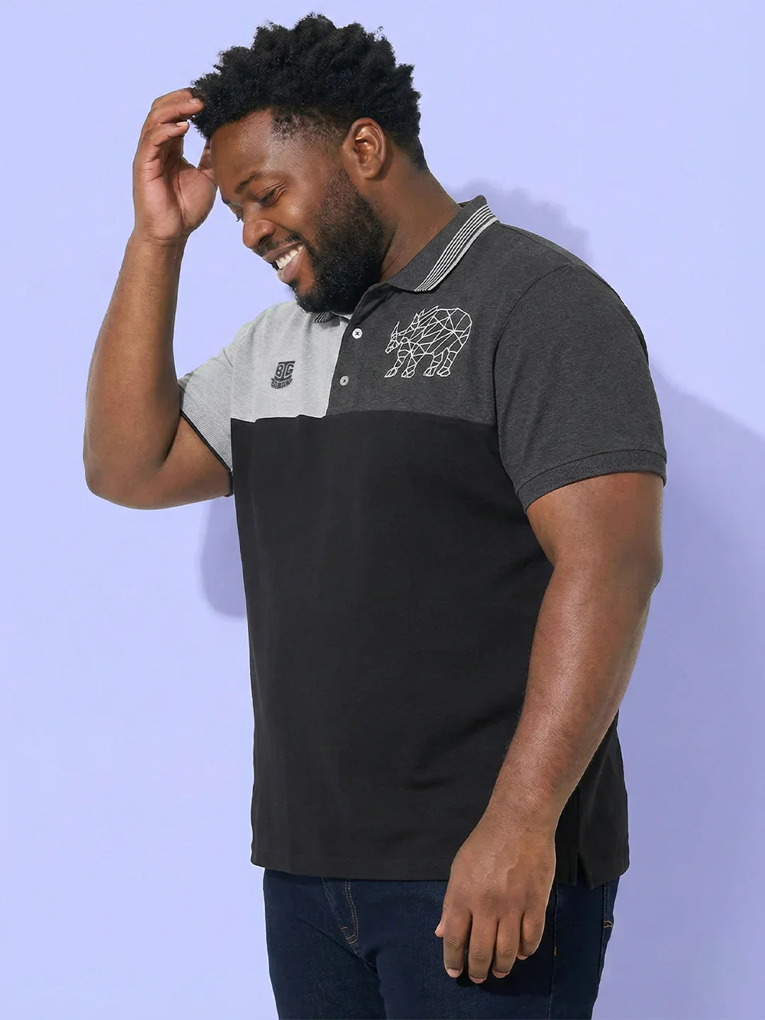 Men Plus Size Relent Colorblock Polo Tshirt - Image 4