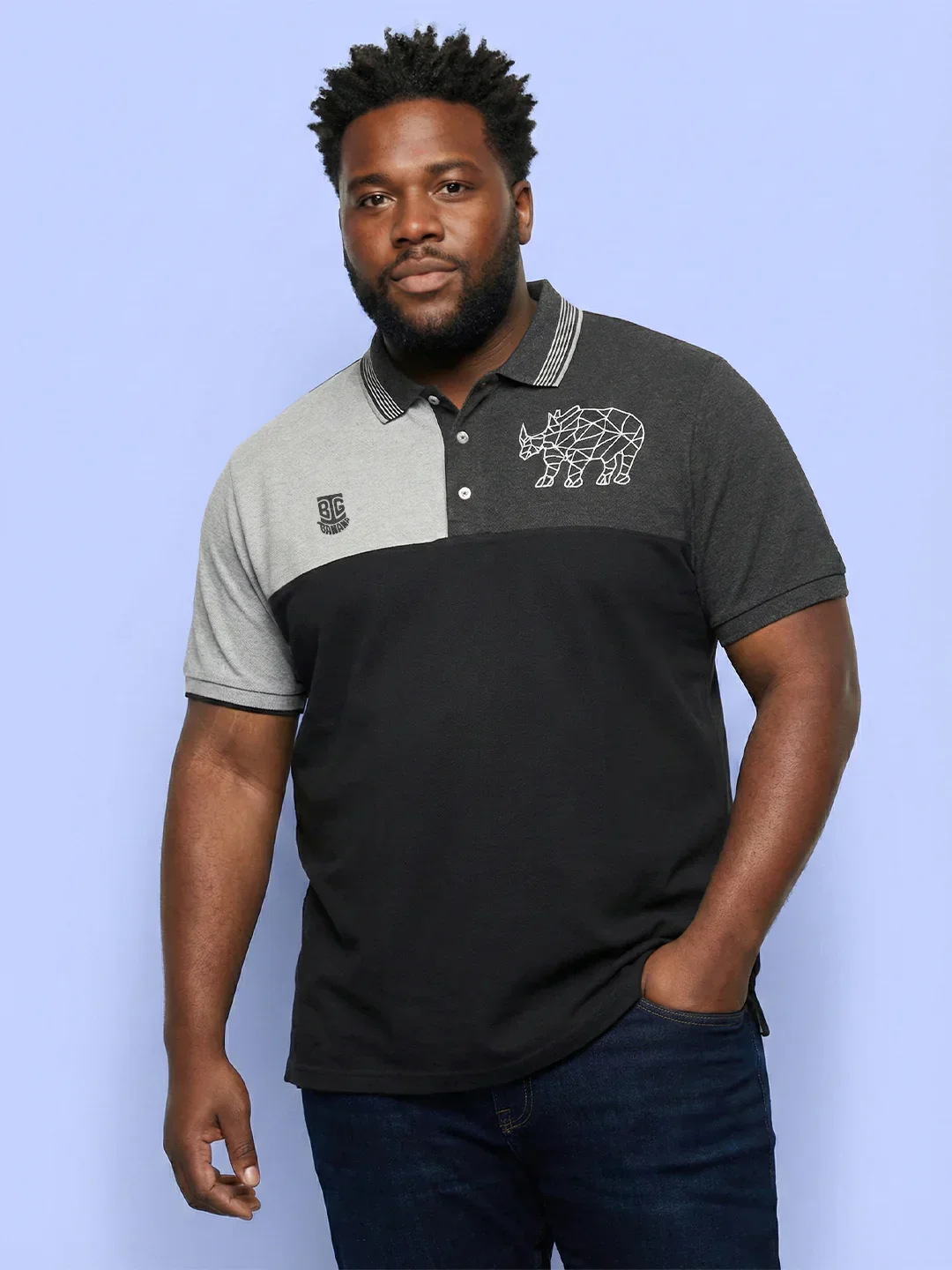 Men Plus Size Relent Colorblock Polo Tshirt - Image 7
