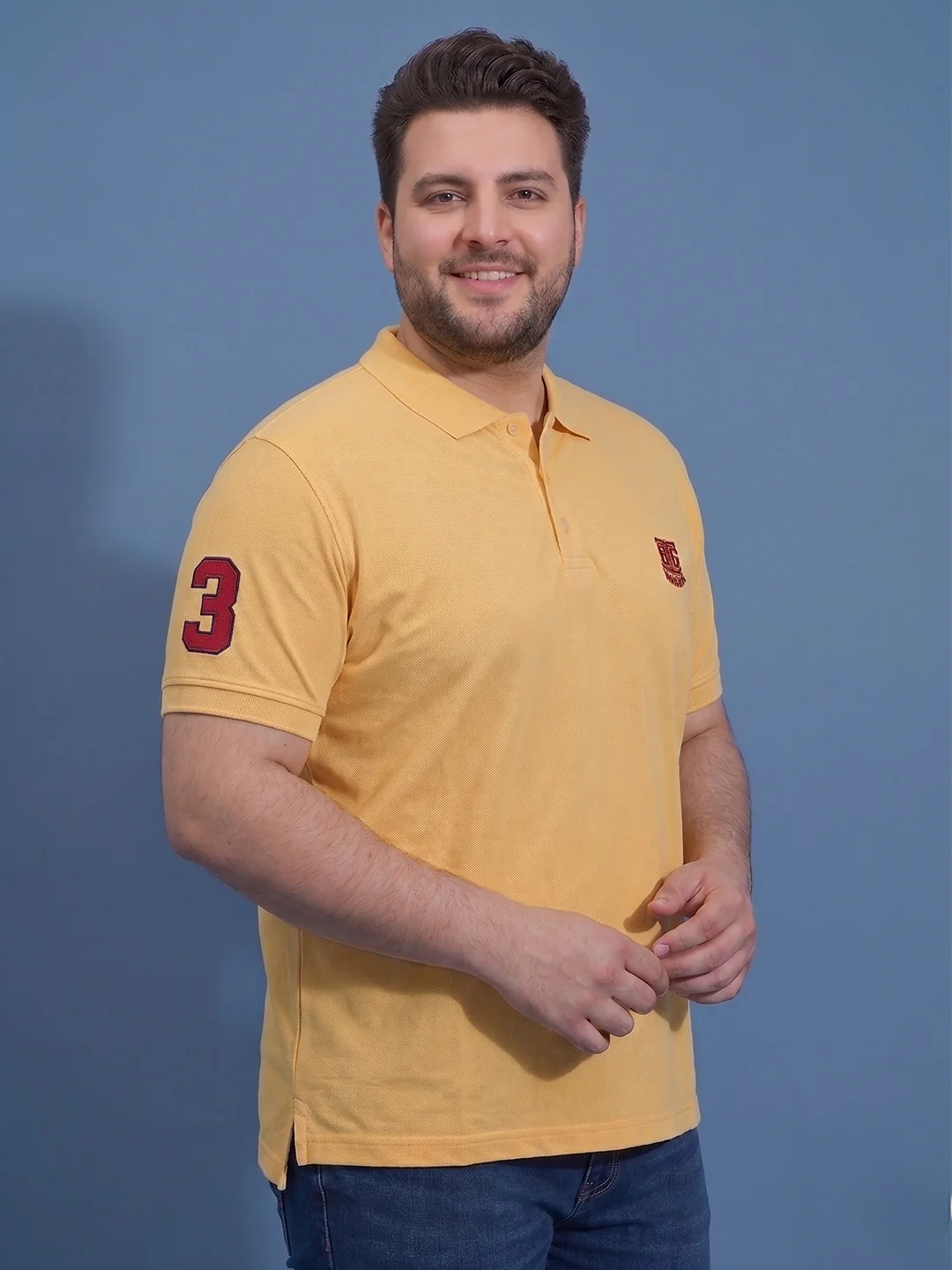 Men Plus Size Reliable Yellow Solid Polo - Image 2