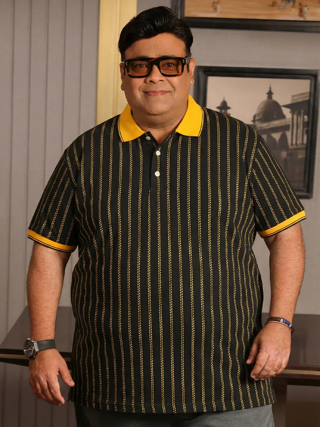 Men Plus Size Relic-Black Striped Polo Tshirt - Image 8