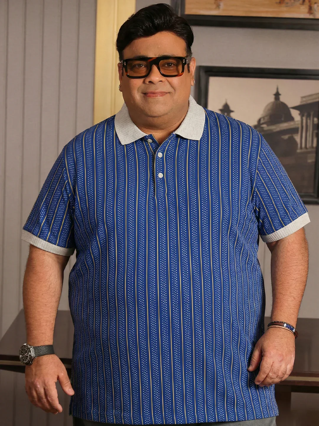 Men Plus Size Relic-Blue Striped Polo Tshirt