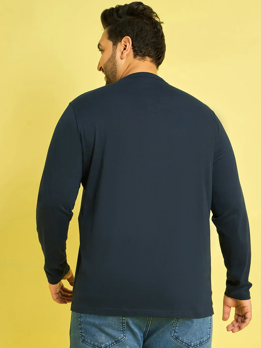 Men Plus Size Reming Solid Henley Tshirt - Image 5