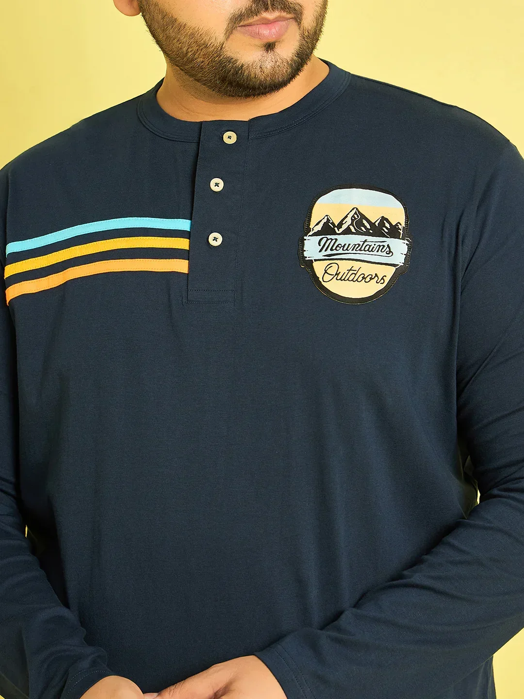 Men Plus Size Reming Solid Henley Tshirt - Image 6