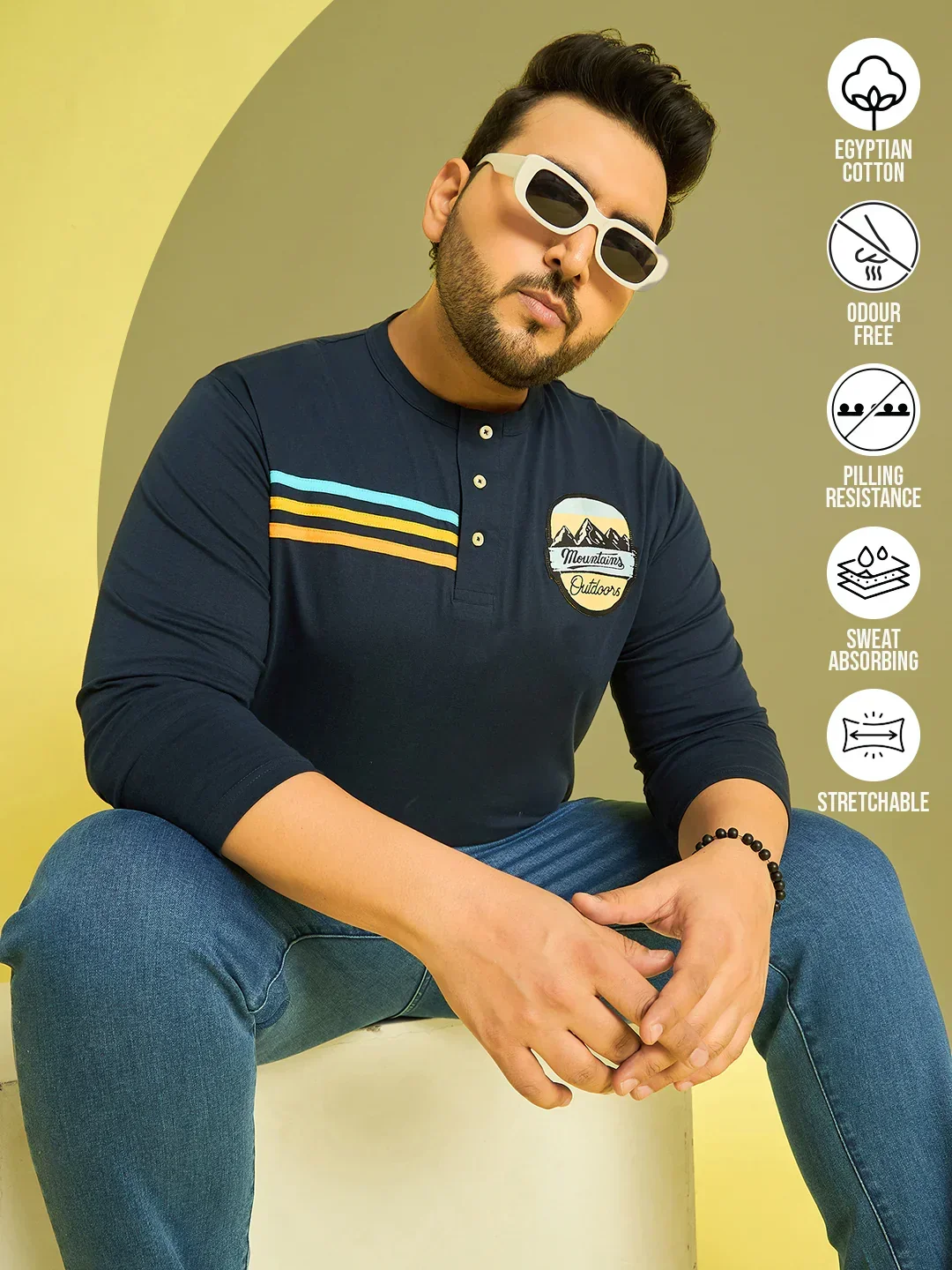 Men Plus Size Reming Solid Henley Tshirt - Image 7