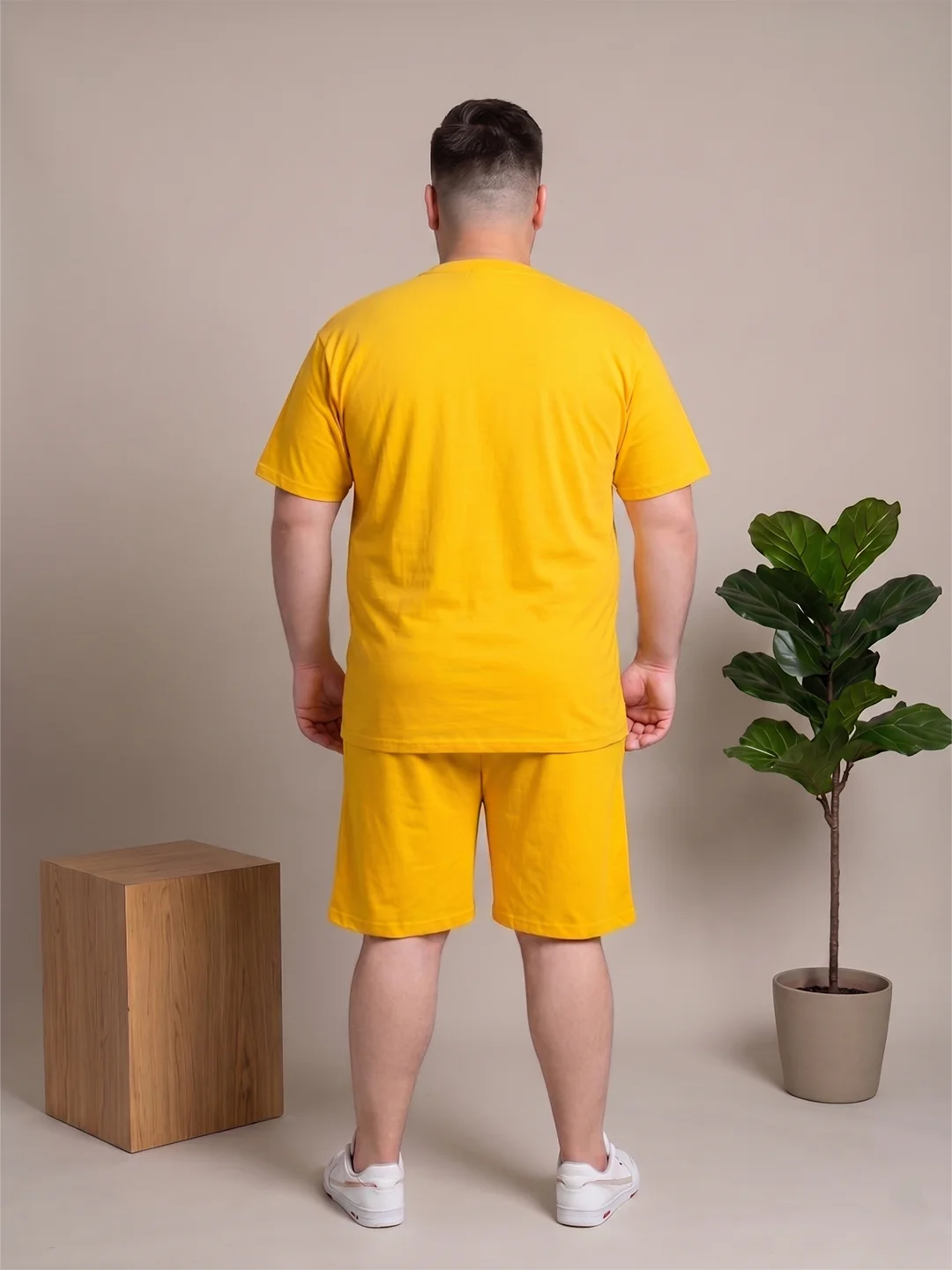 Men Plus Size Renegade Yellow Printed Co-Ords - Image 4