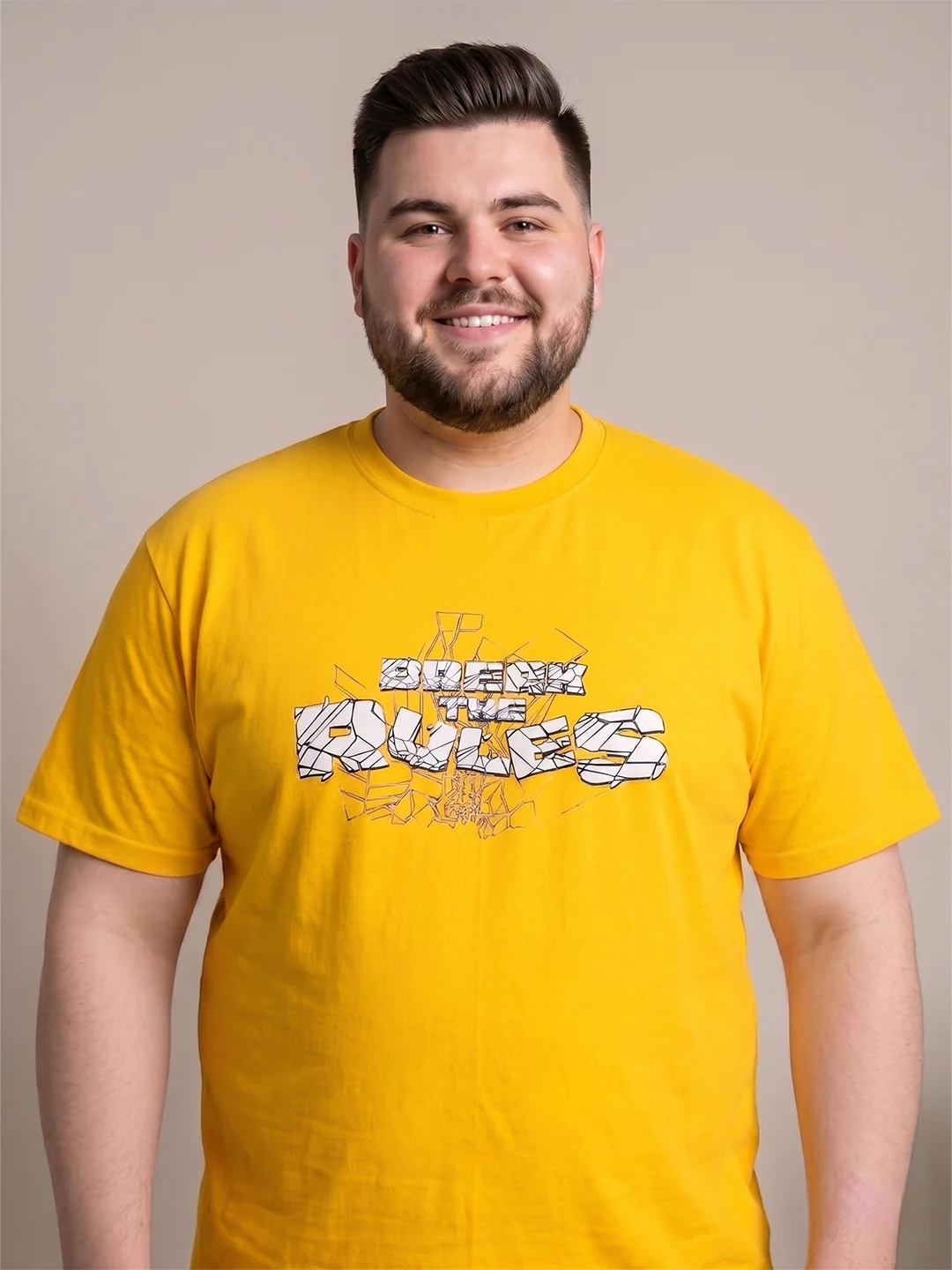 Men Plus Size Renegade Yellow Printed Co-Ords - Image 5
