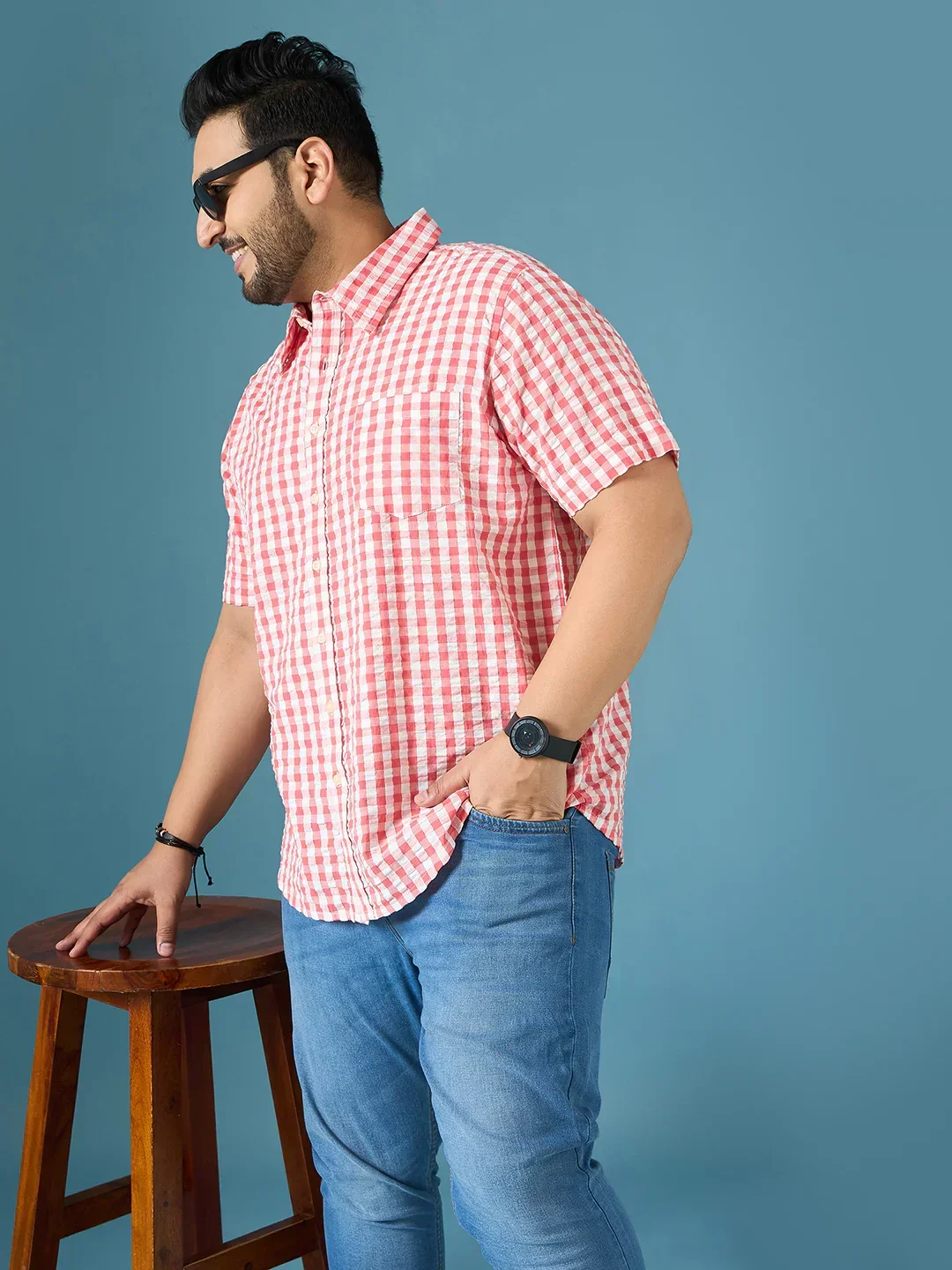 Men Plus Size Revola Multicolor Checkered Casual Shirt - Image 2