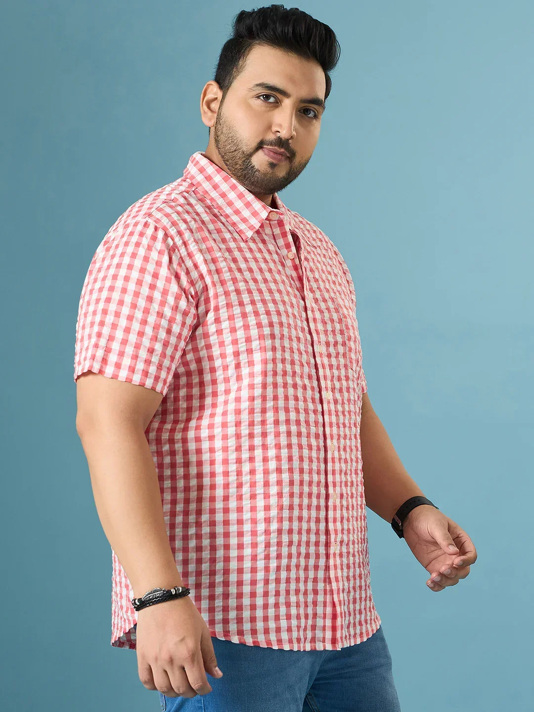 Men Plus Size Revola Multicolor Checkered Casual Shirt - Image 6