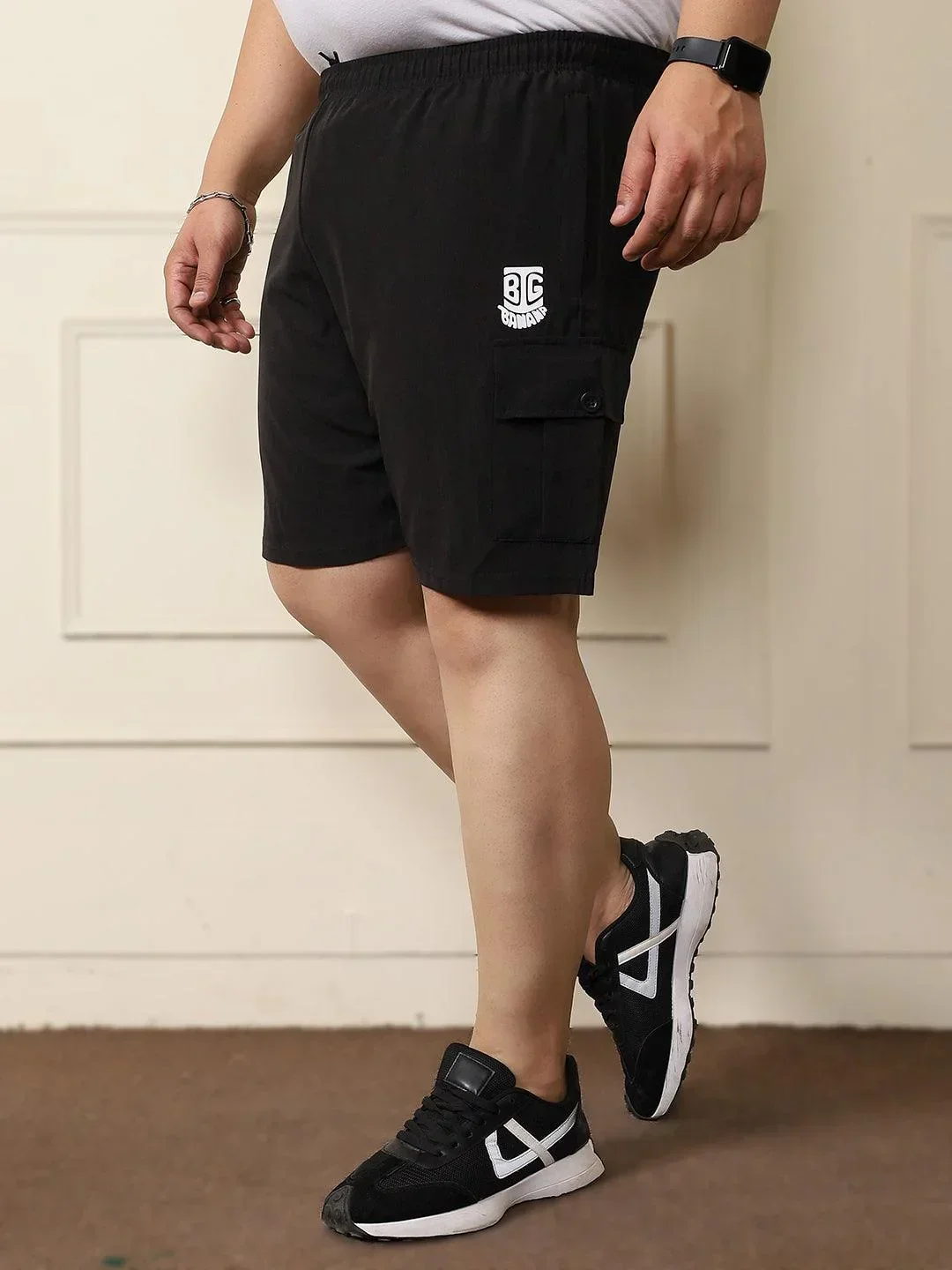 Men Plus Size Rezo-Black Solid Shorts - Image 3