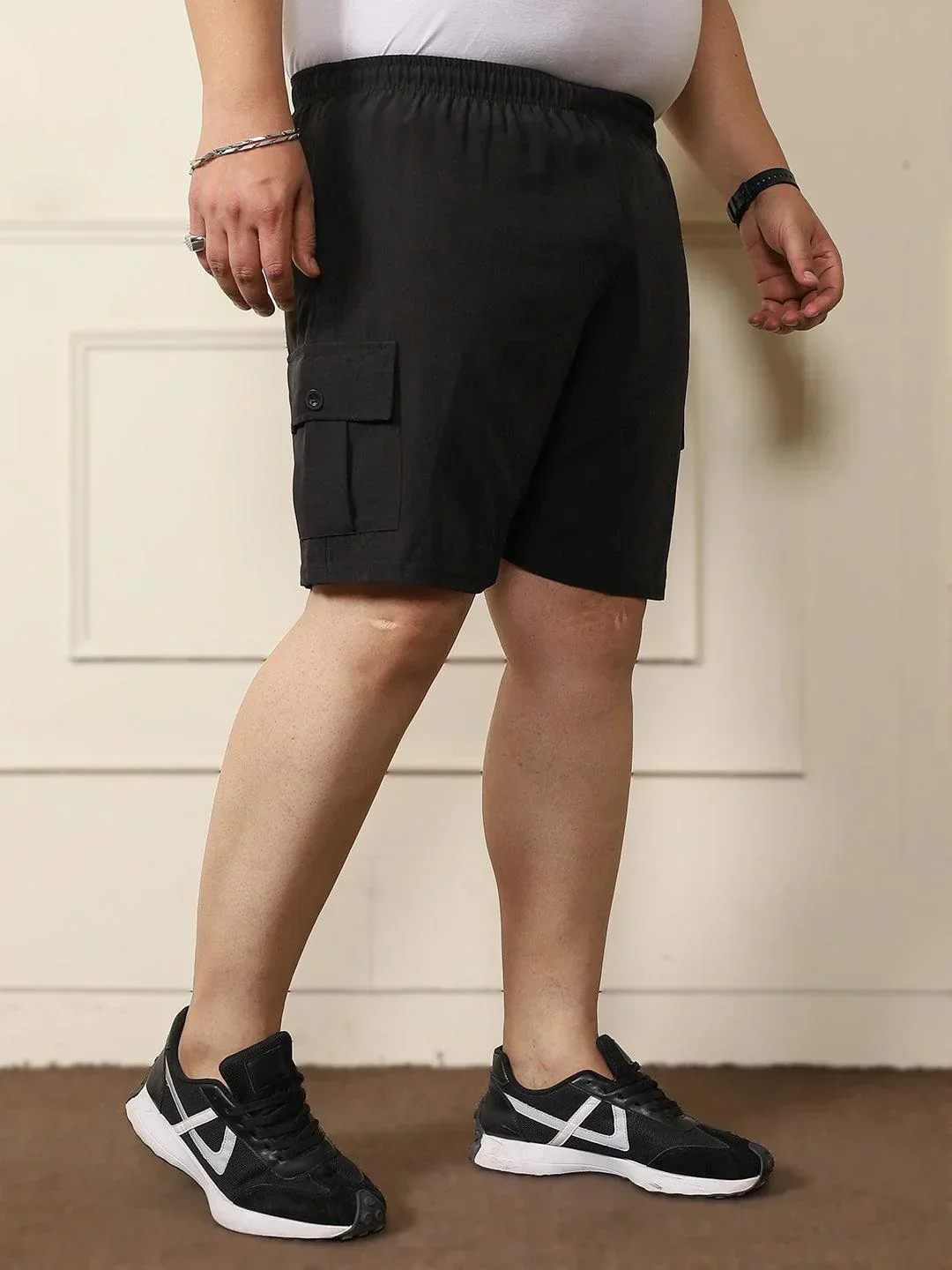 Men Plus Size Rezo-Black Solid Shorts - Image 4