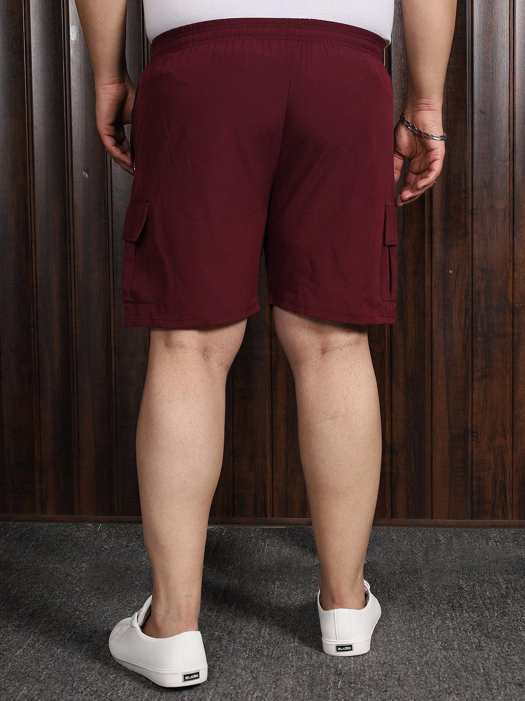 Men Plus Size Rezo-Maroon Solid Shorts - Image 5