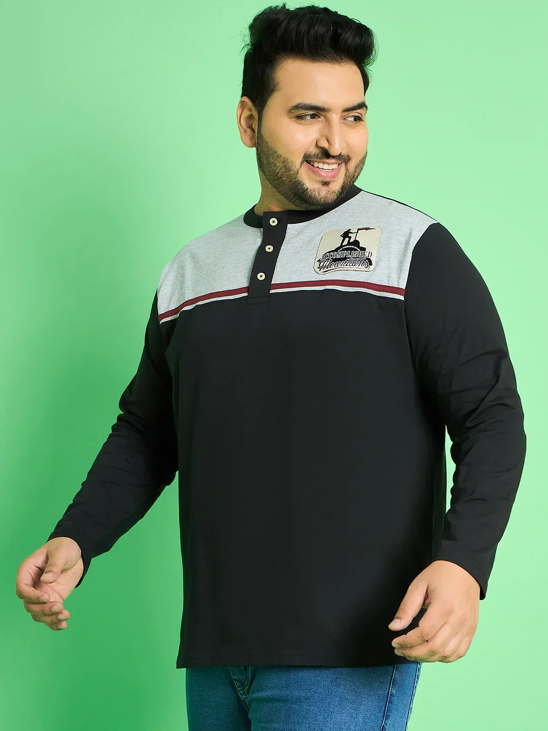 Men Plus Size Rhett Colorblock Henley Tshirt - Image 3