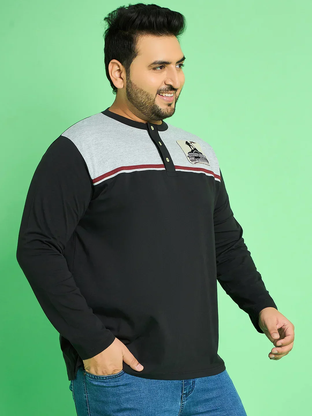 Men Plus Size Rhett Colorblock Henley Tshirt - Image 4