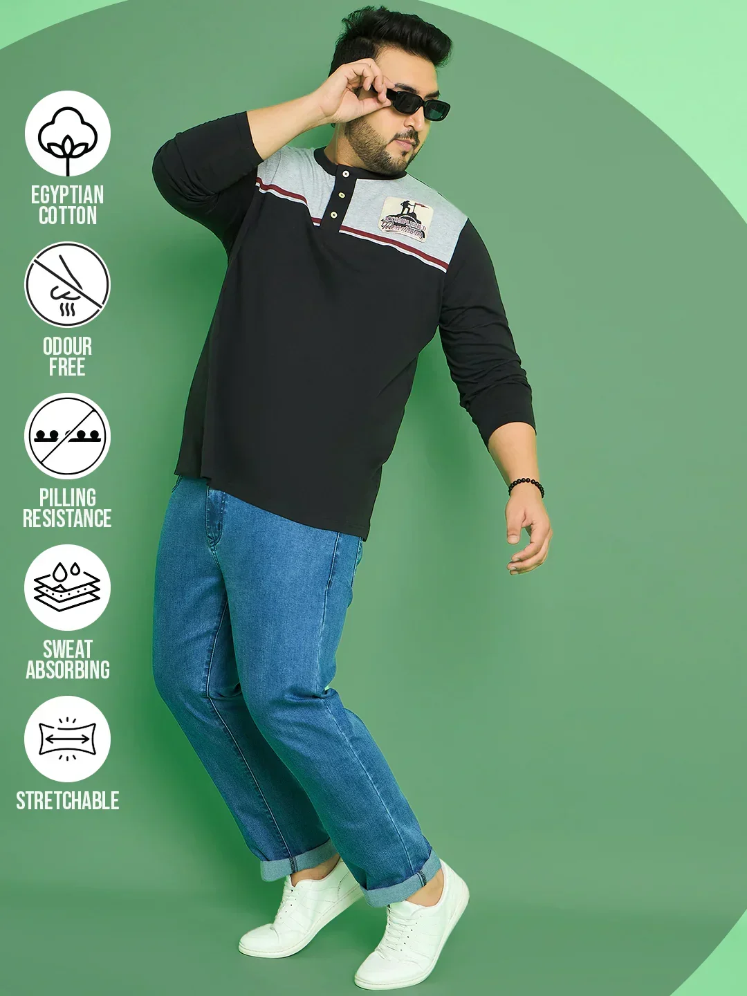 Men Plus Size Rhett Colorblock Henley Tshirt - Image 7