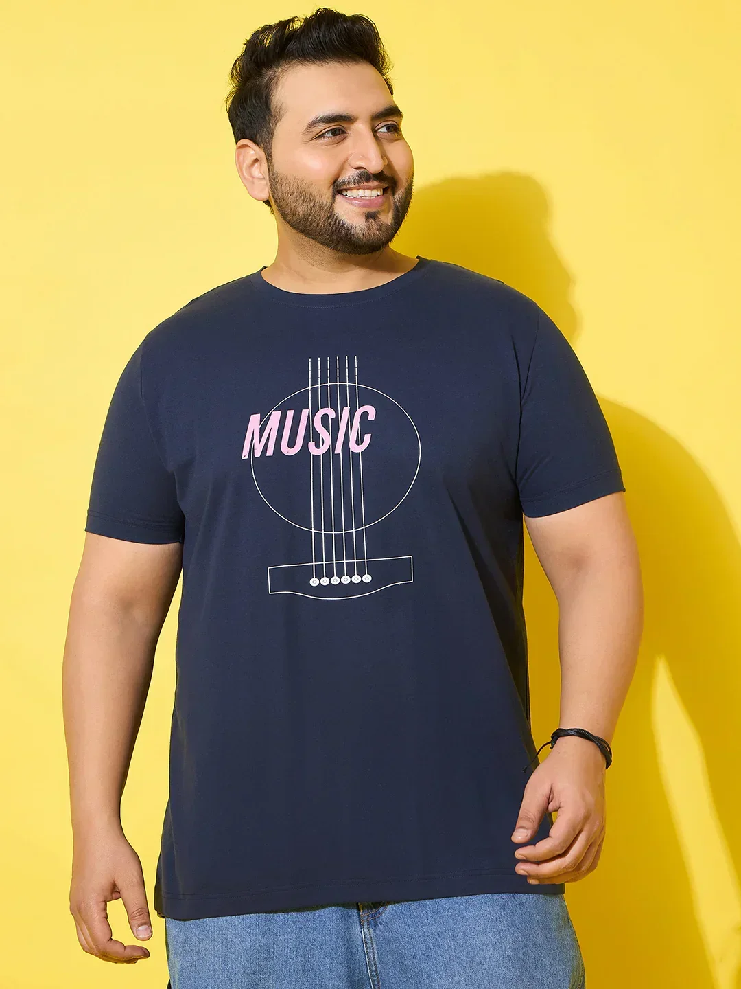 Men Plus Size Rhythm Navy Printed Round Neck Tshirt - Image 3