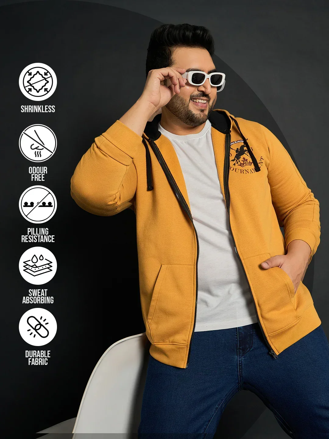 Men Plus Size  Rinconada Solid Sweatshirts - Image 7
