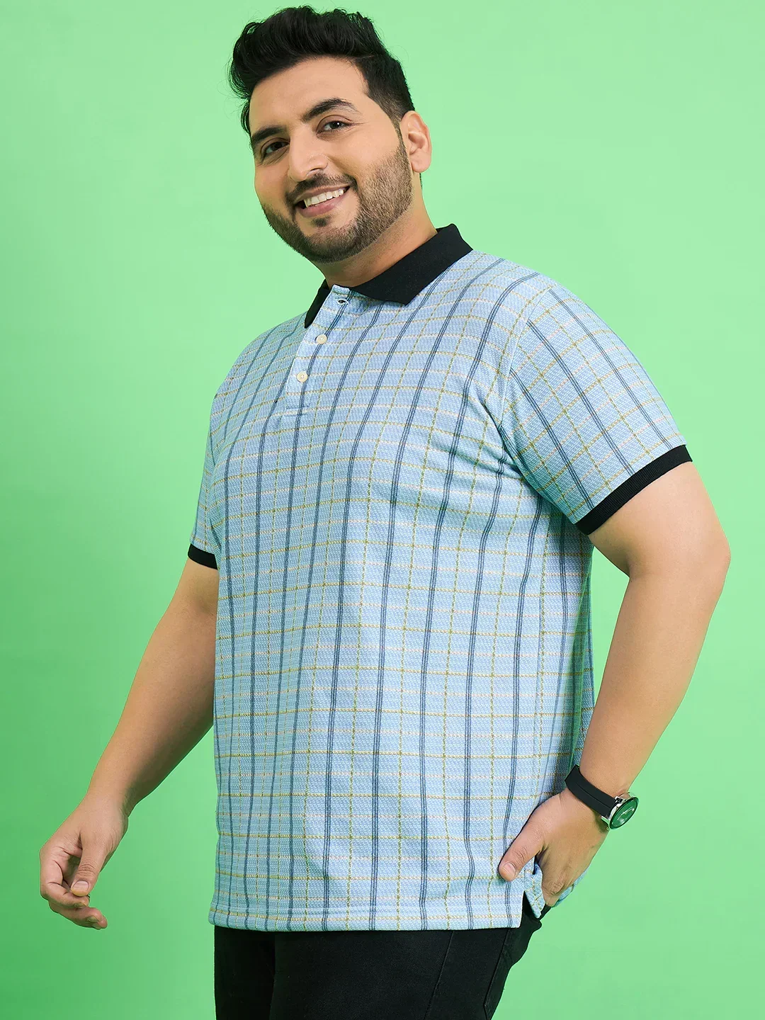 Men Plus Size Rink Stripe Polo Tshirt - Image 3