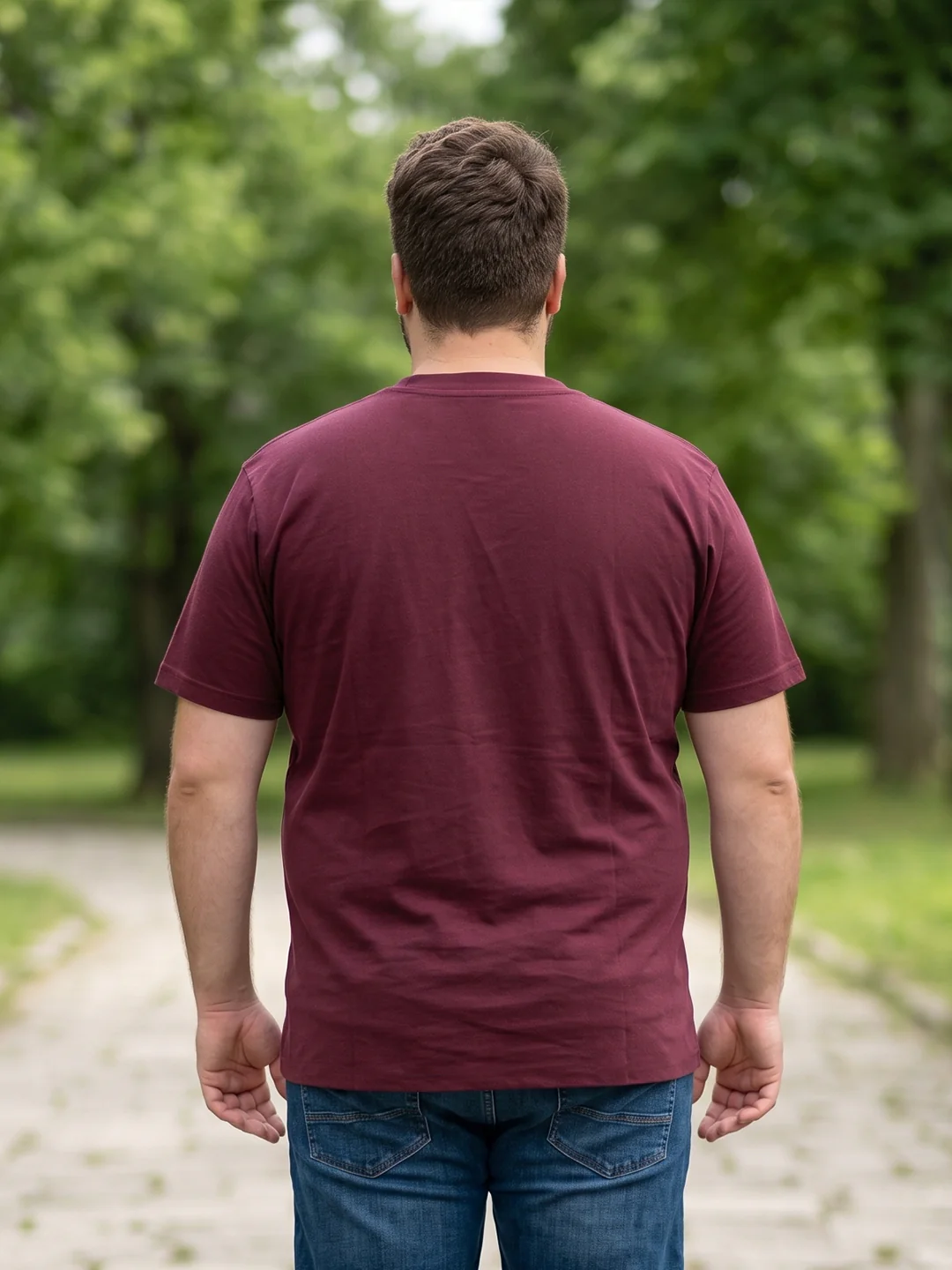 Men Plus Size Ripples Maroon Printed Round Neck - Image 3