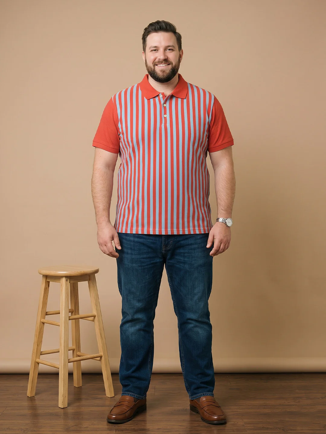 Men Plus Size Riviera Multi Striped Polo - Image 4