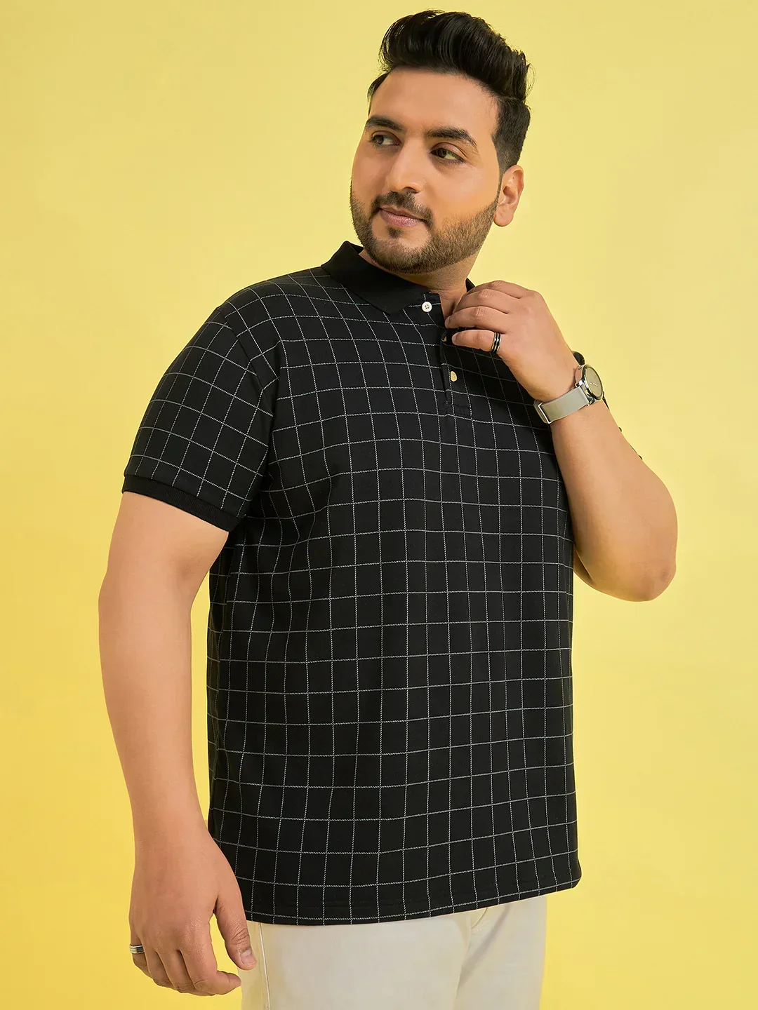 Men Plus Size Rizz Check Polo Tshirt - Image 4