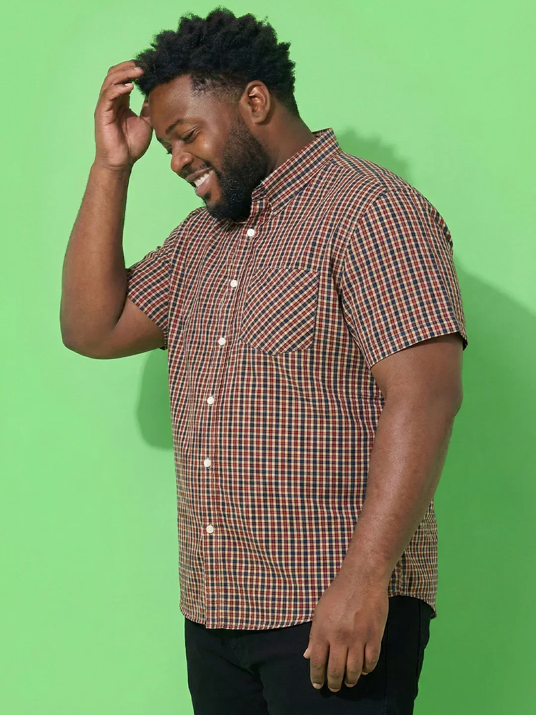 Men Plus Size Roam Multicolor Checkered Casual Shirt - Image 4