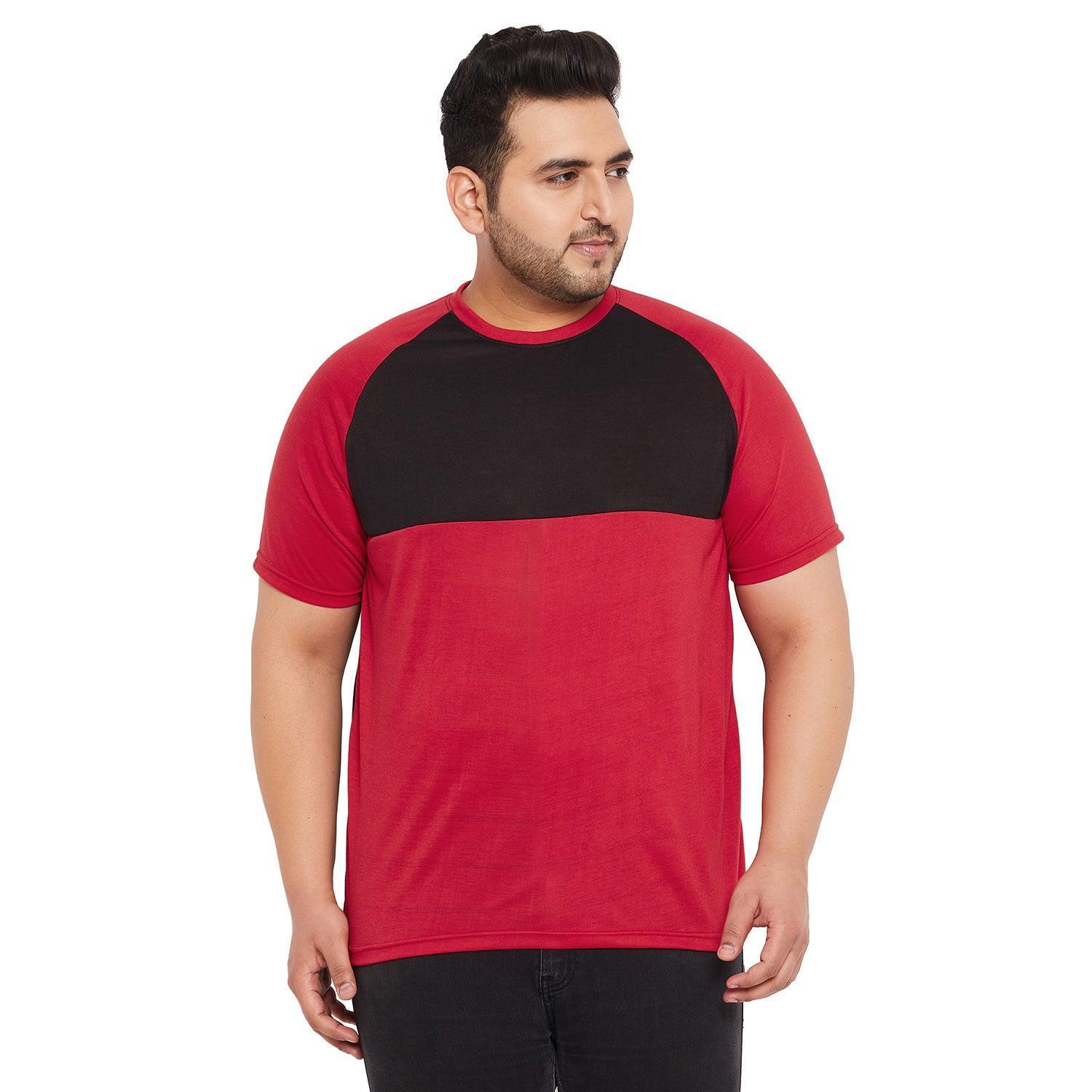 Men Plus Size Rojo-R Colorblock Round Neck Tshirt - Image 2