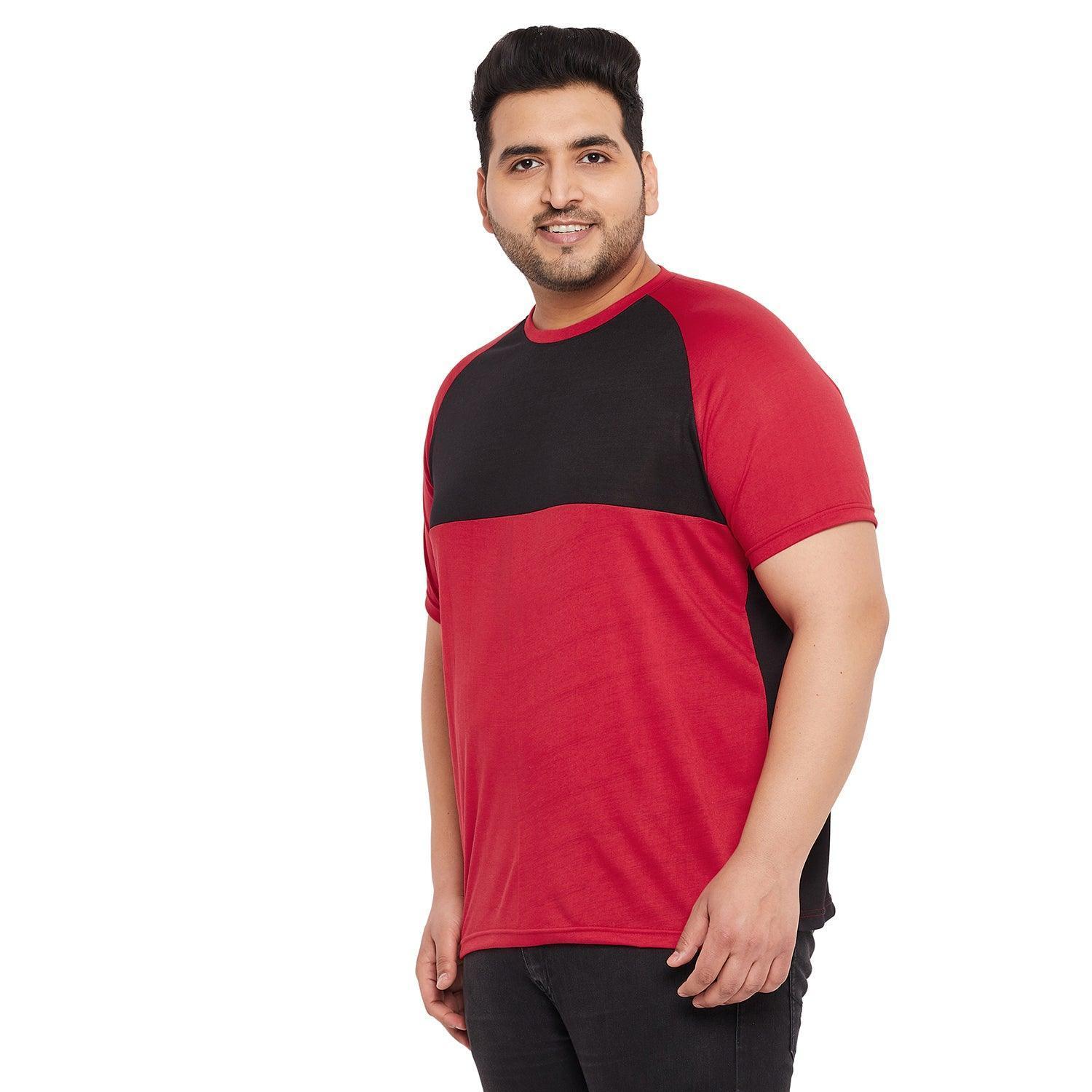 Men Plus Size Rojo-R Colorblock Round Neck Tshirt - Image 3