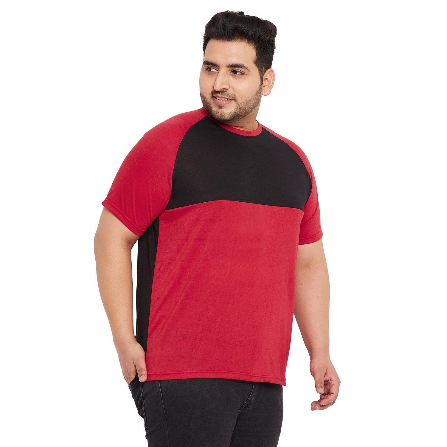 Men Plus Size Rojo-R Colorblock Round Neck Tshirt - Image 4