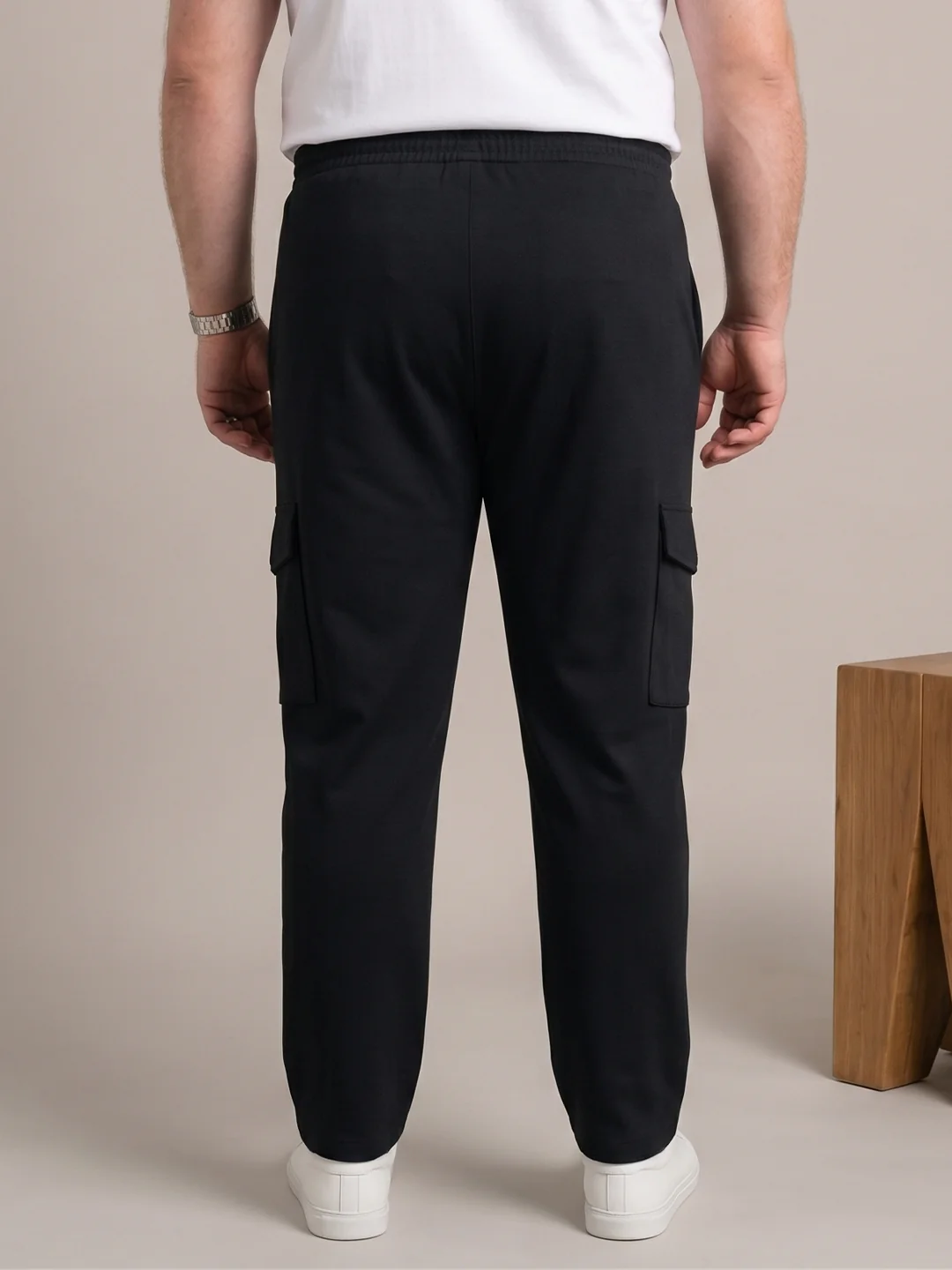 Men Plus Size Rokke Black Solid Trackpants - Image 4