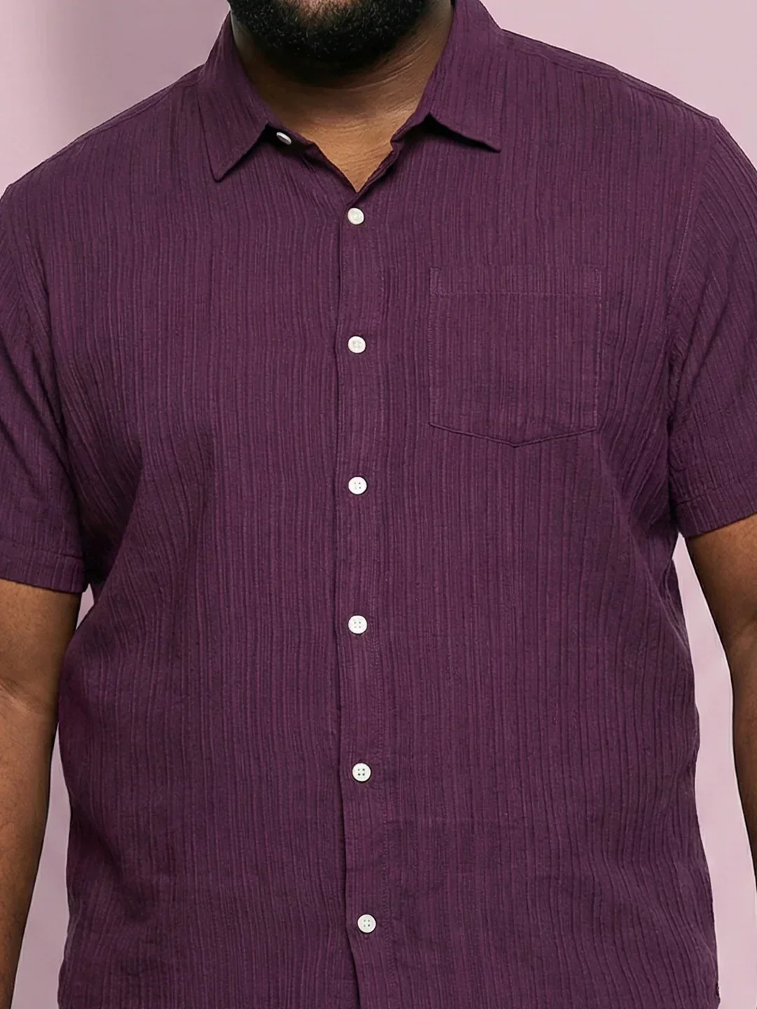 Men Plus Size Rougette Purple Self Design Casual Shirt - Image 6