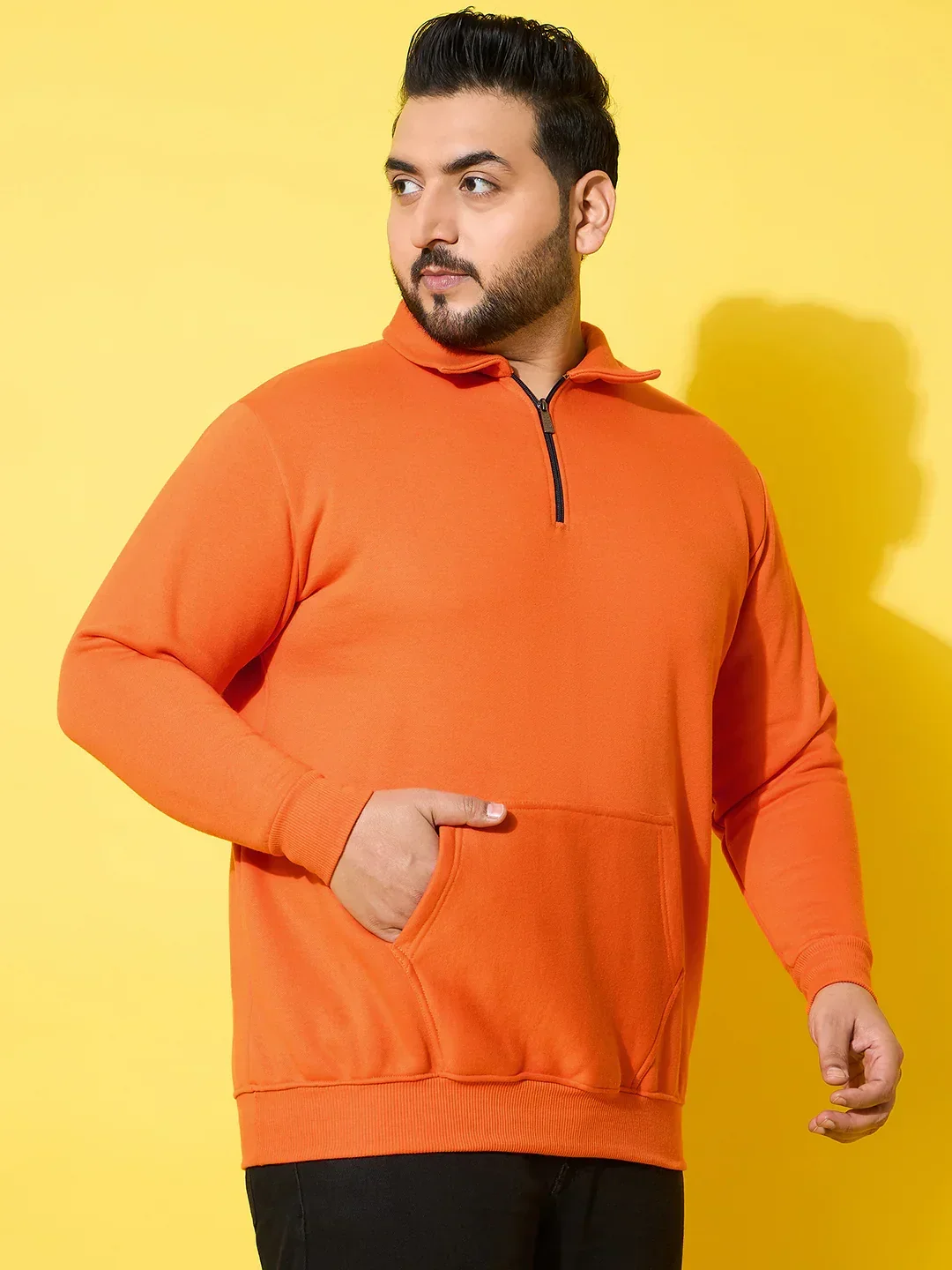 Men Plus Size Rune Orange Solid Sweatshirt - Image 4