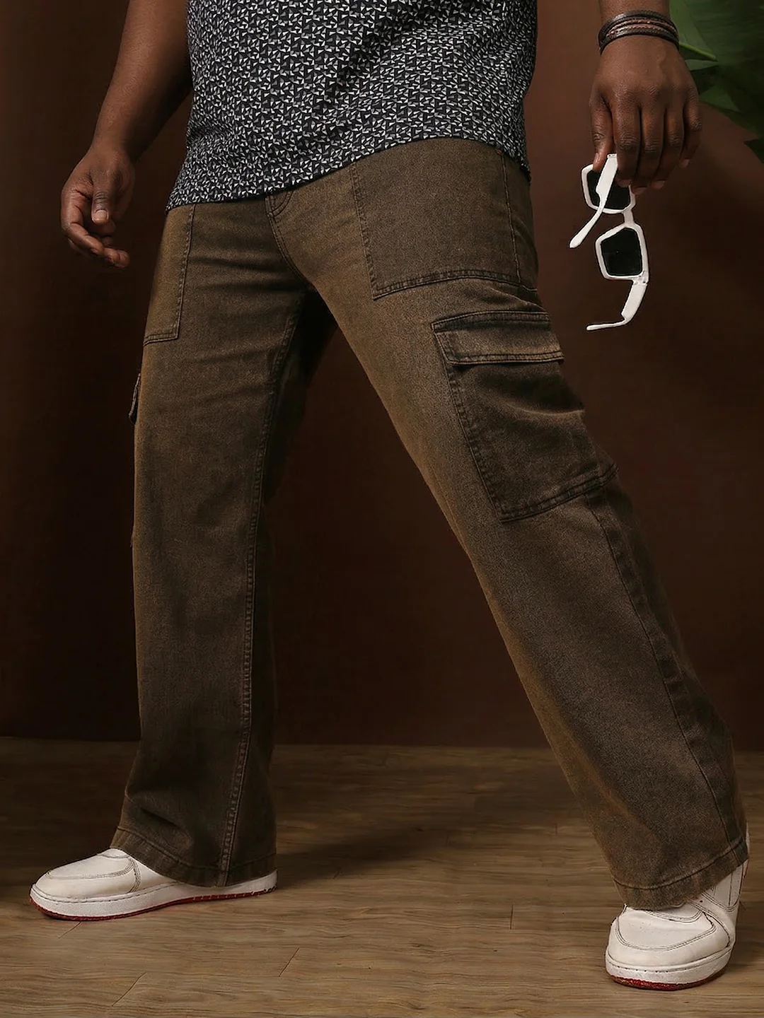 Men Plus Size Rustica Brown Solid Jeans - Image 7