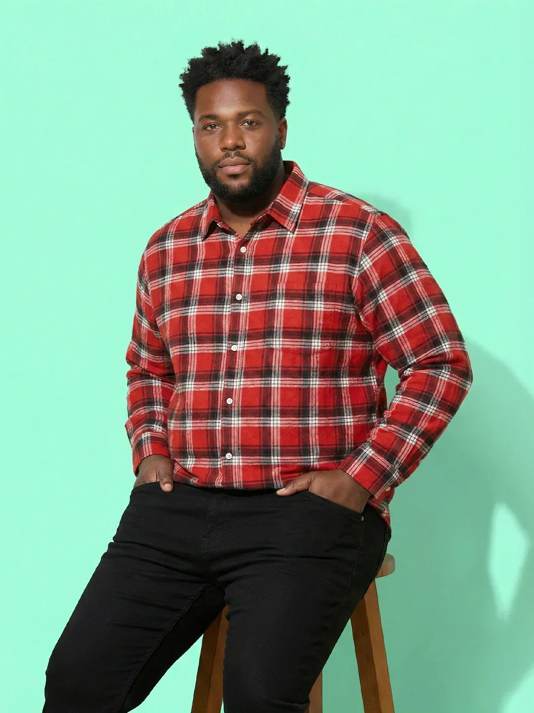 Men Plus Size Rux Multicolor Checkered Casual Shirt - Image 7