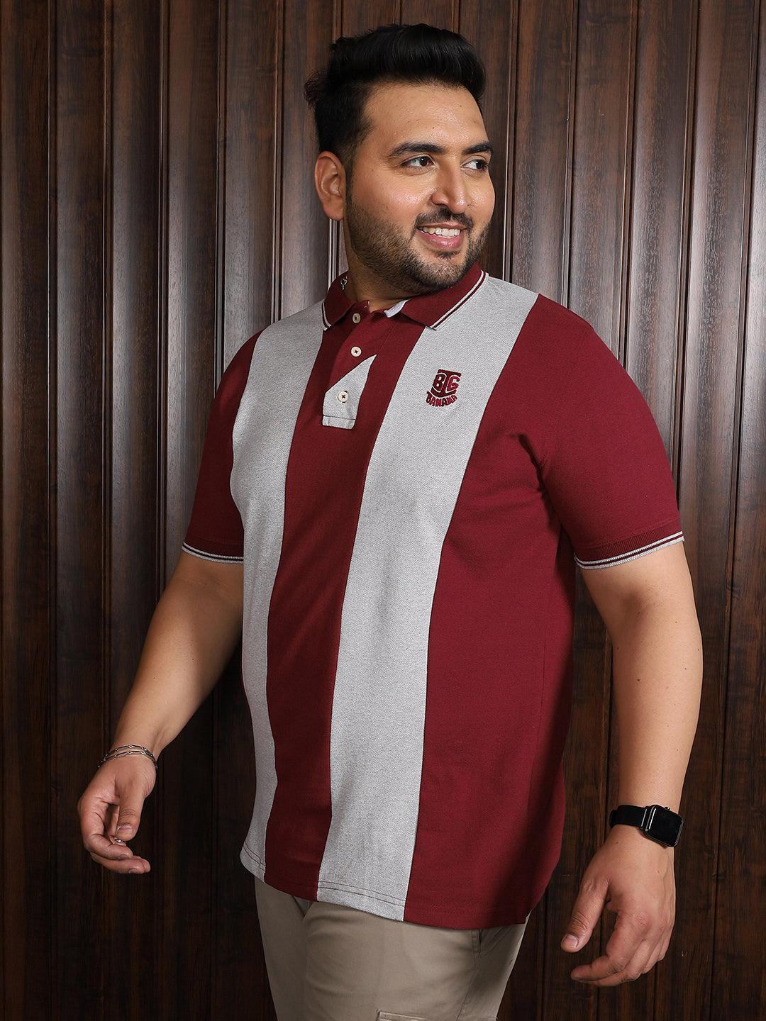 Men Plus Size Sailor Colorblock Polo Tshirt - Image 3