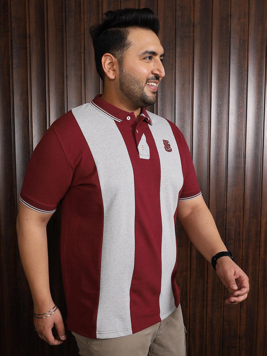 Men Plus Size Sailor Colorblock Polo Tshirt - Image 4