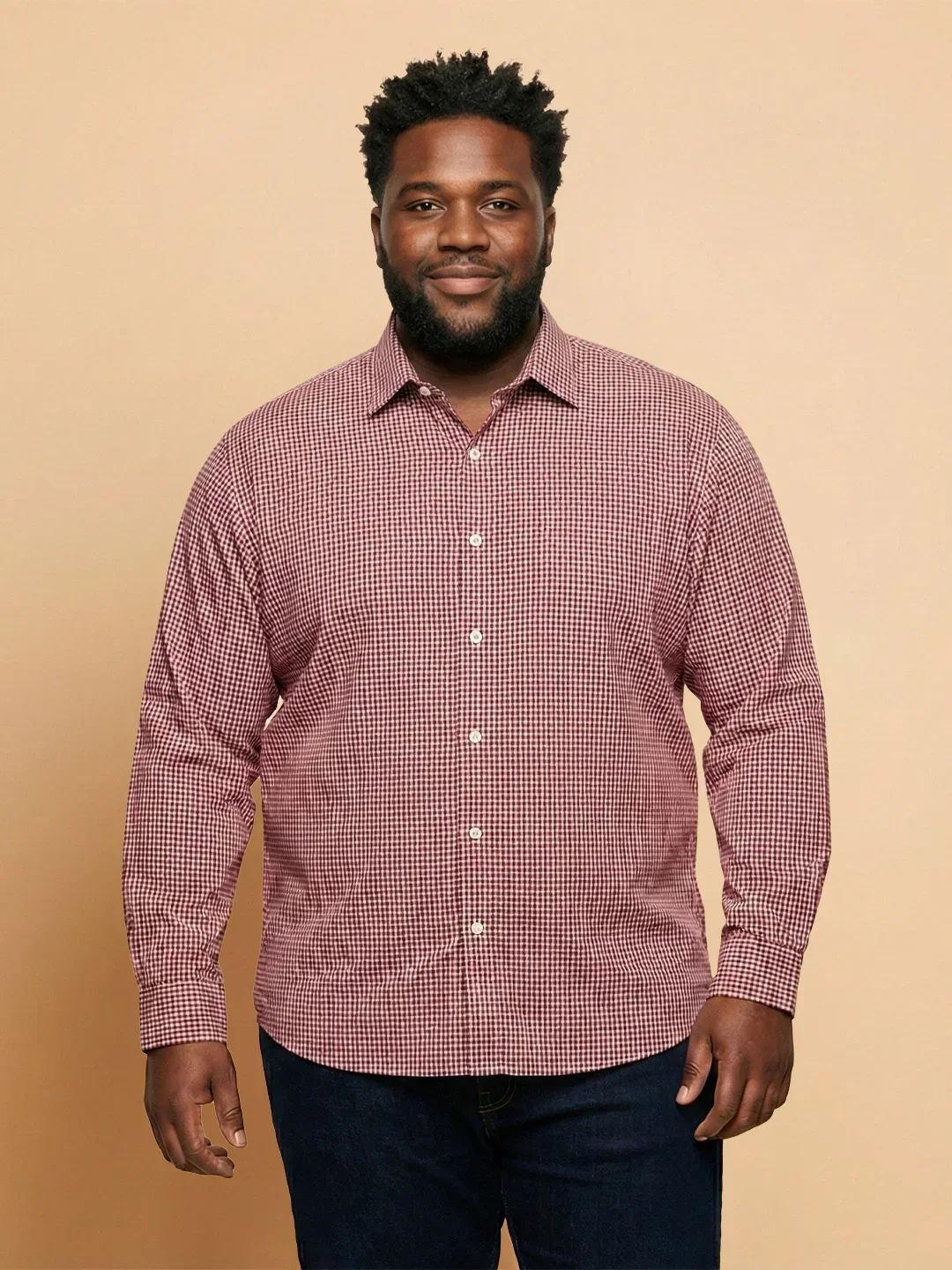Men Plus Size Sangria Pink Self Design Casual Shirt - Image 2