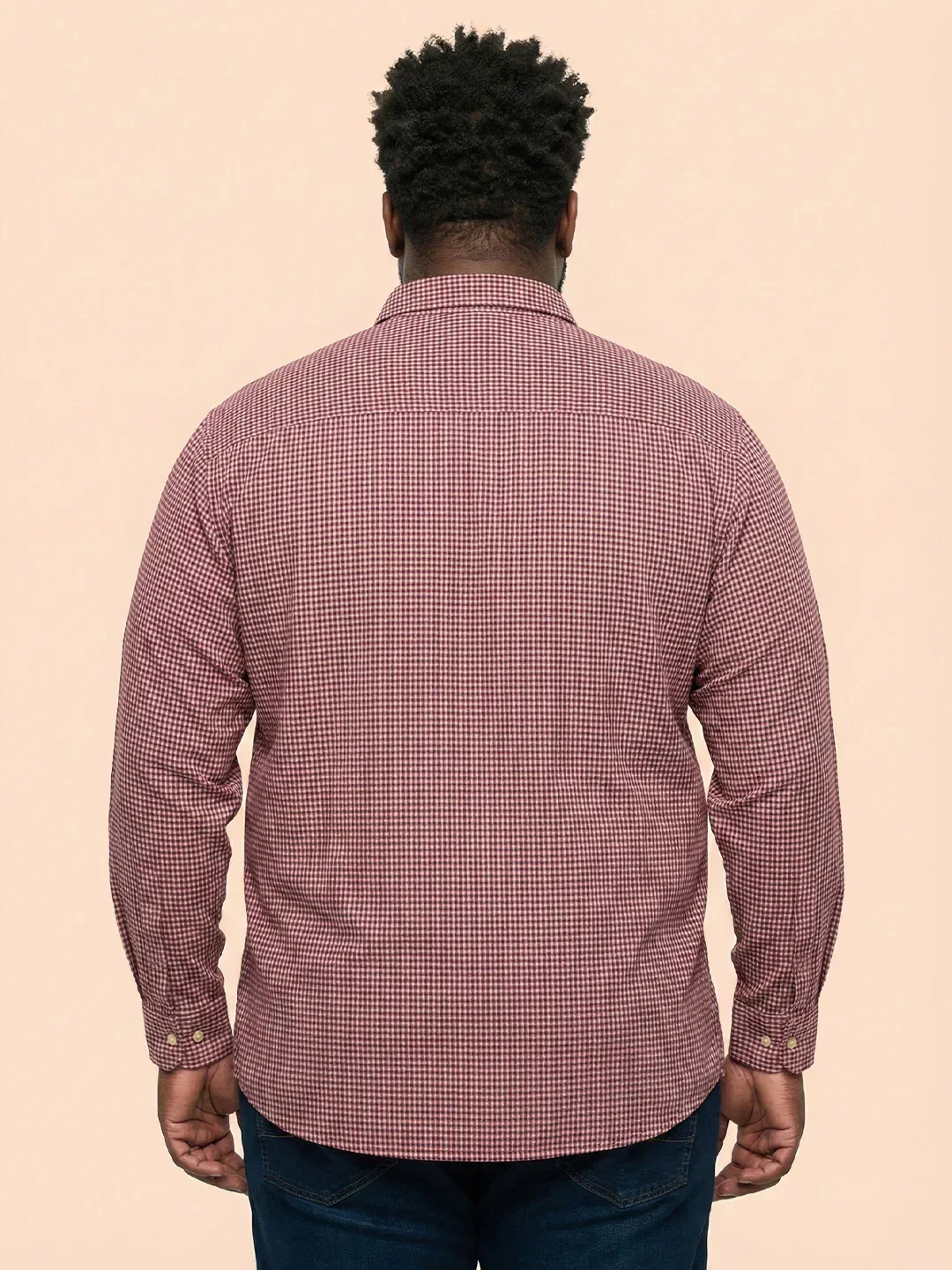 Men Plus Size Sangria Pink Self Design Casual Shirt - Image 5