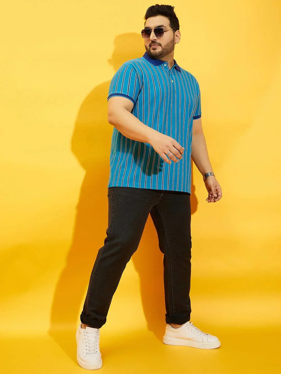 Men Plus Size Satordi Stripped Polo Tshirt - Image 2