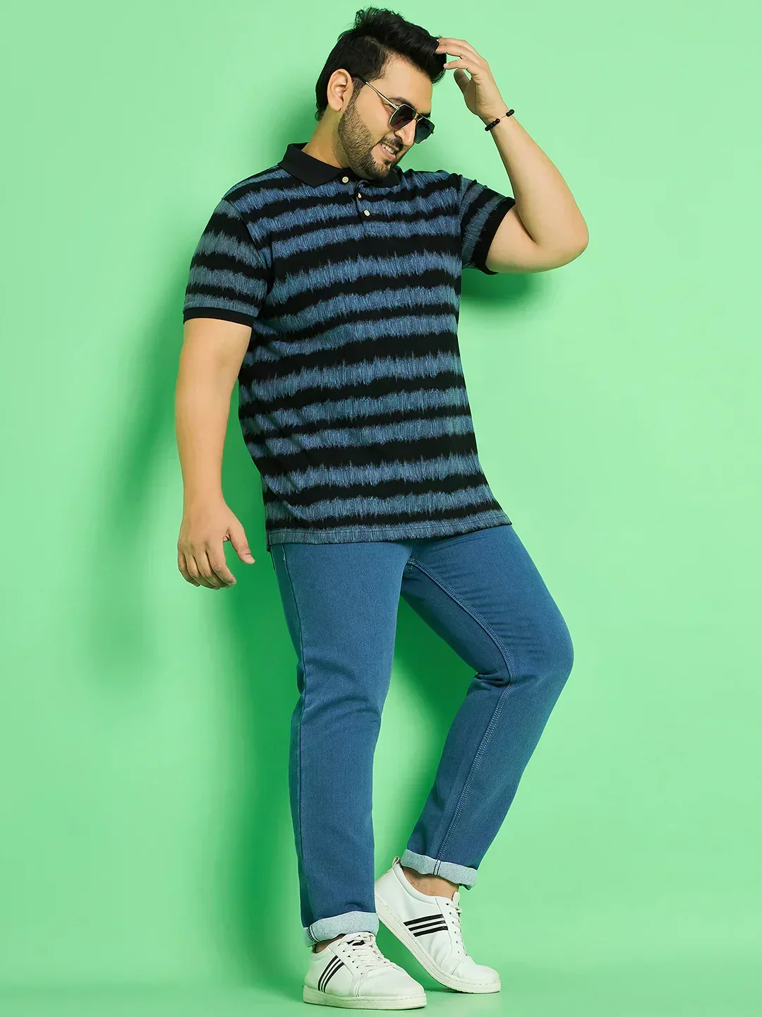 Men Plus Size Savnik Stripes Polo Tshirt - Image 2