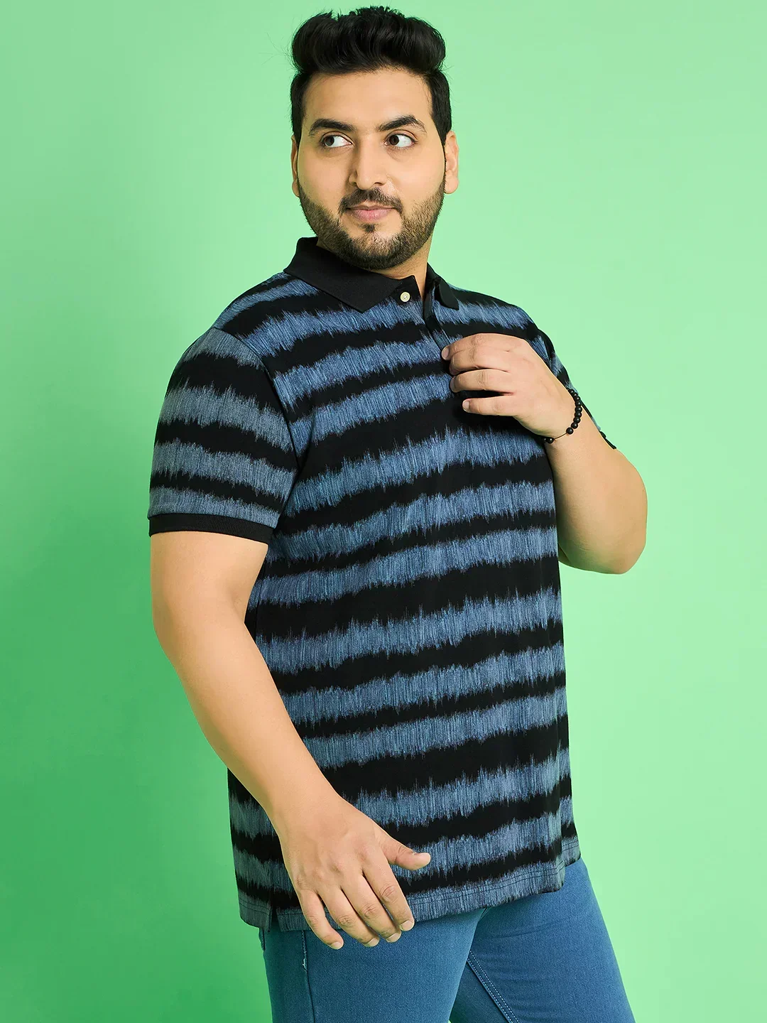 Men Plus Size Savnik Stripes Polo Tshirt - Image 4