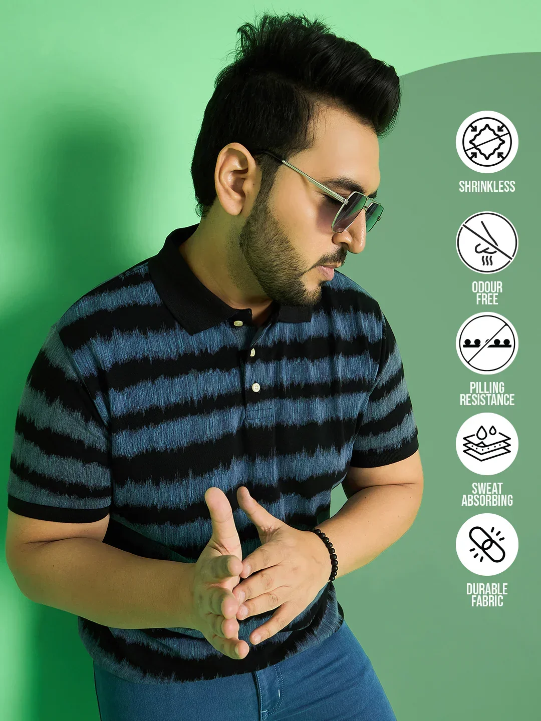 Men Plus Size Savnik Stripes Polo Tshirt - Image 7